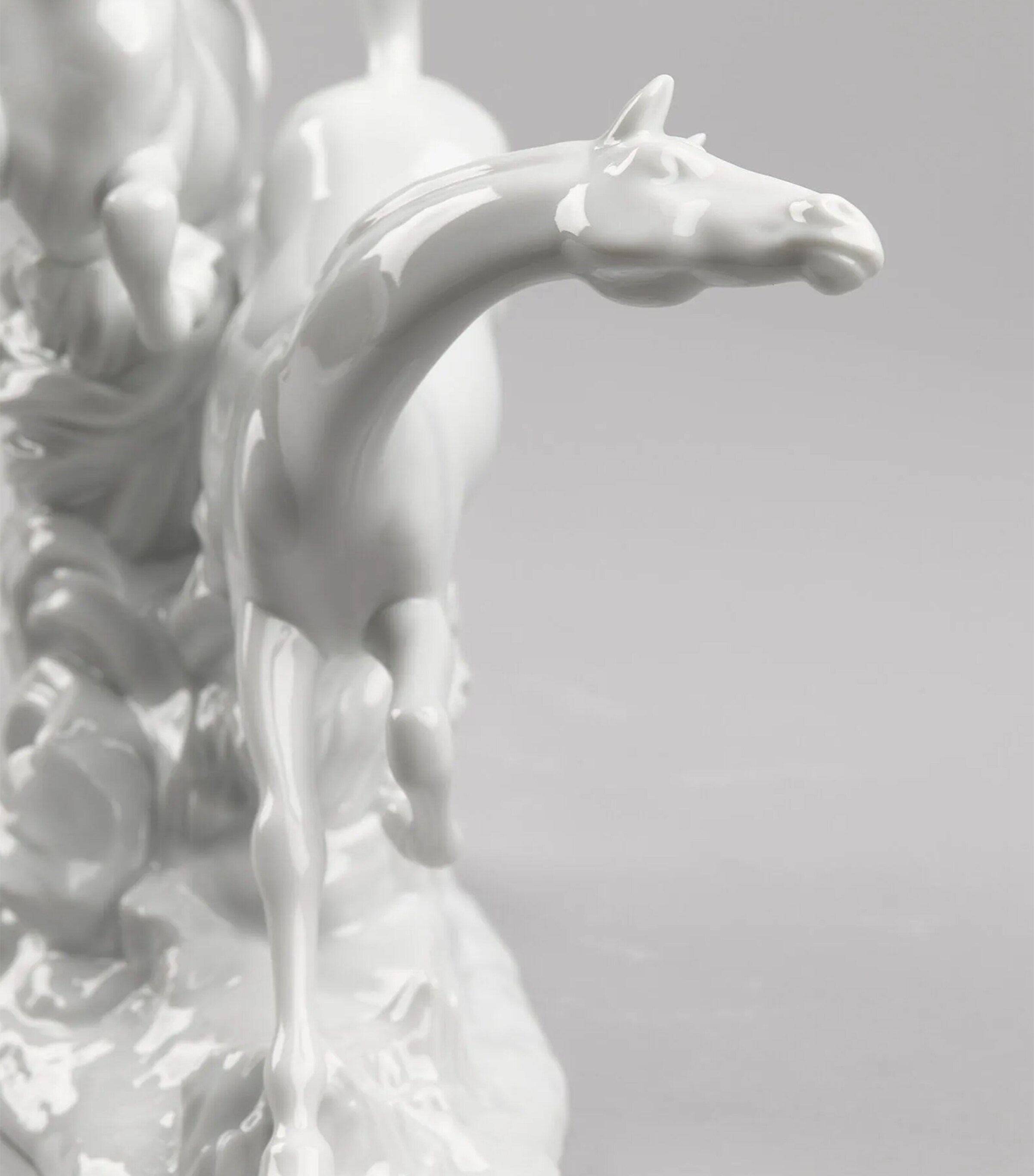 Lladró Porcelain Horses Galloping Figurine White Image 4