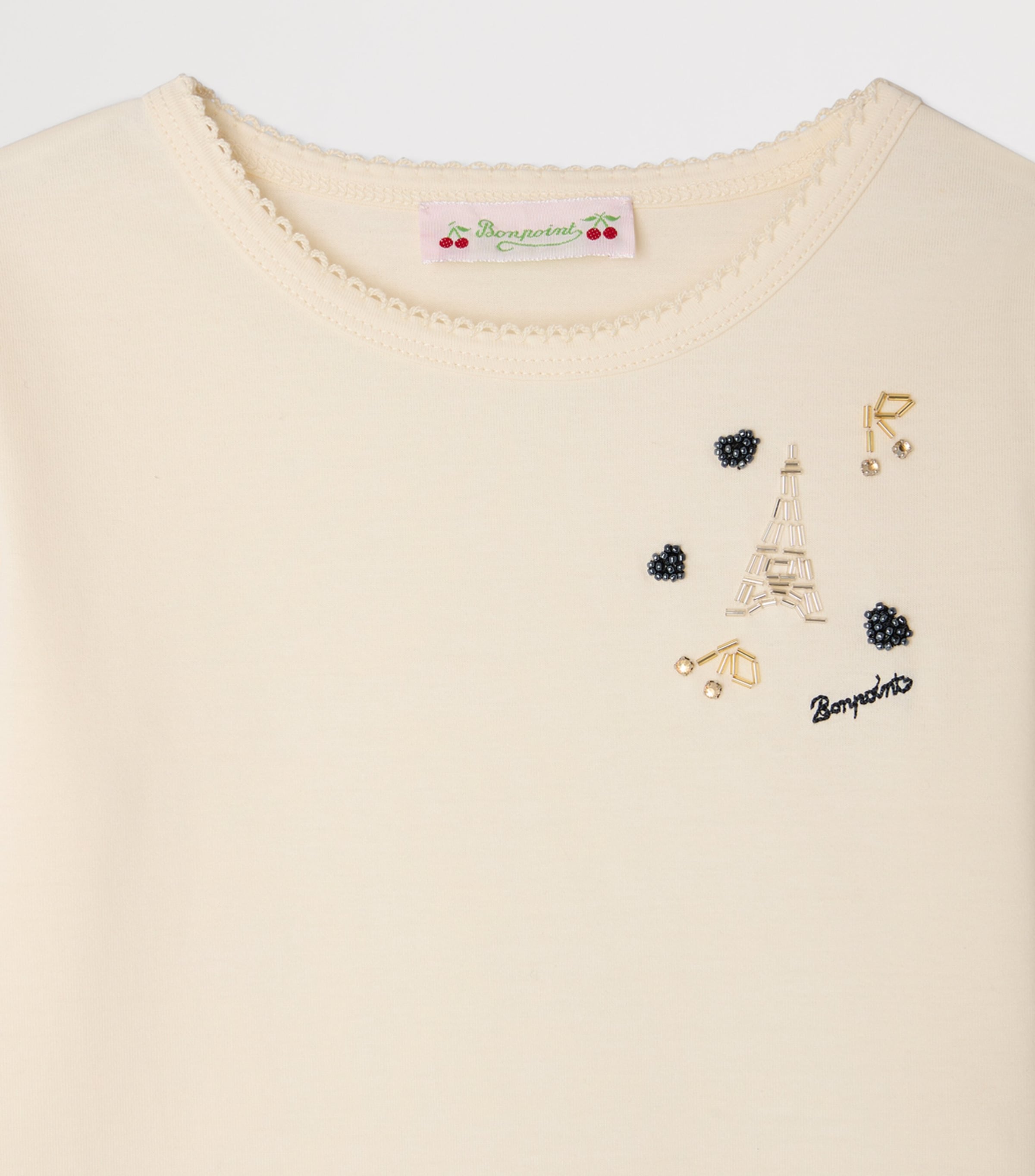 Bonpoint Cotton Embellished Top (4-8 Years) Upb Blanc Lait Image 3