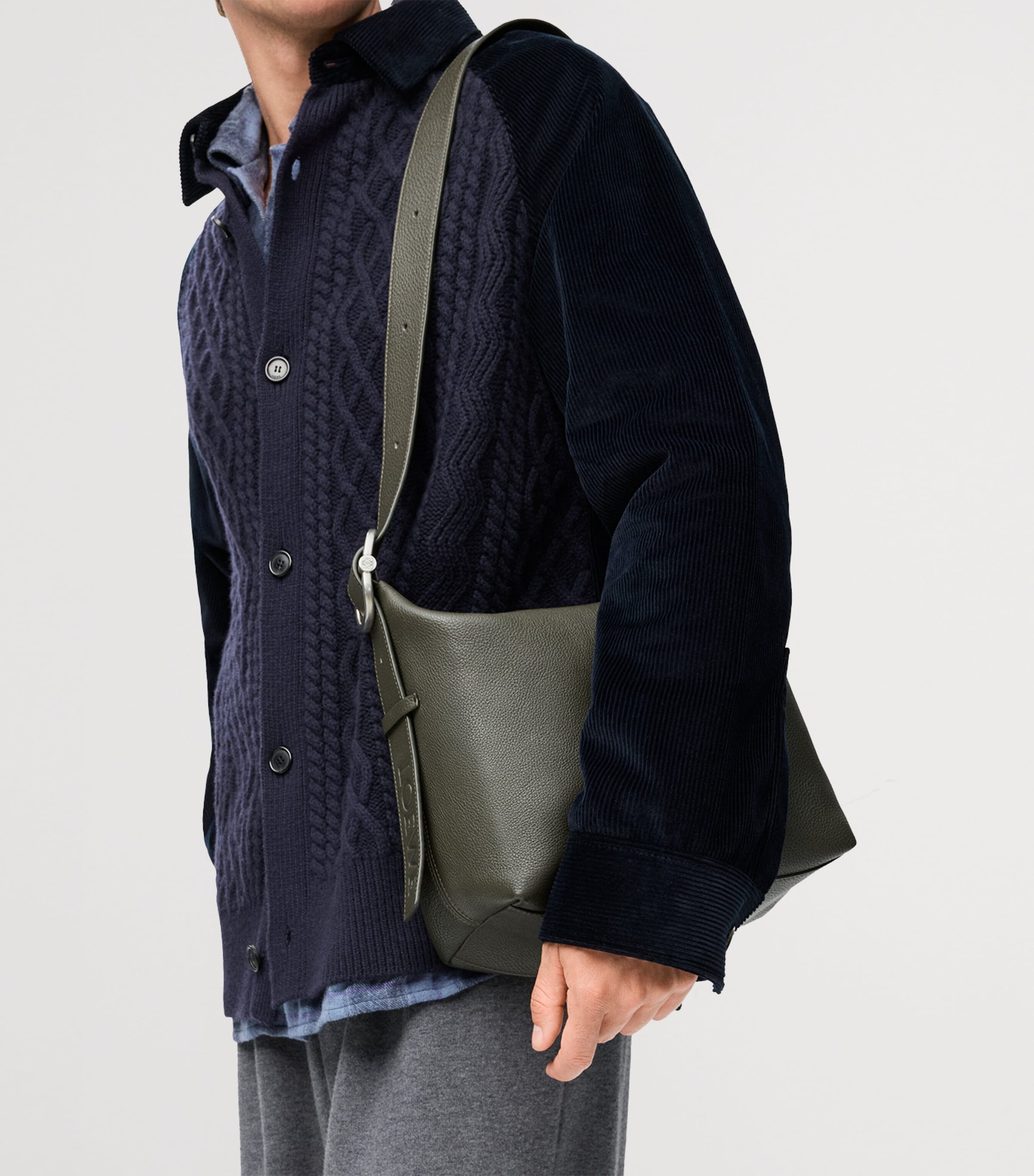 Leather Loop Shoulder Bag DARK KHAKI Image 2