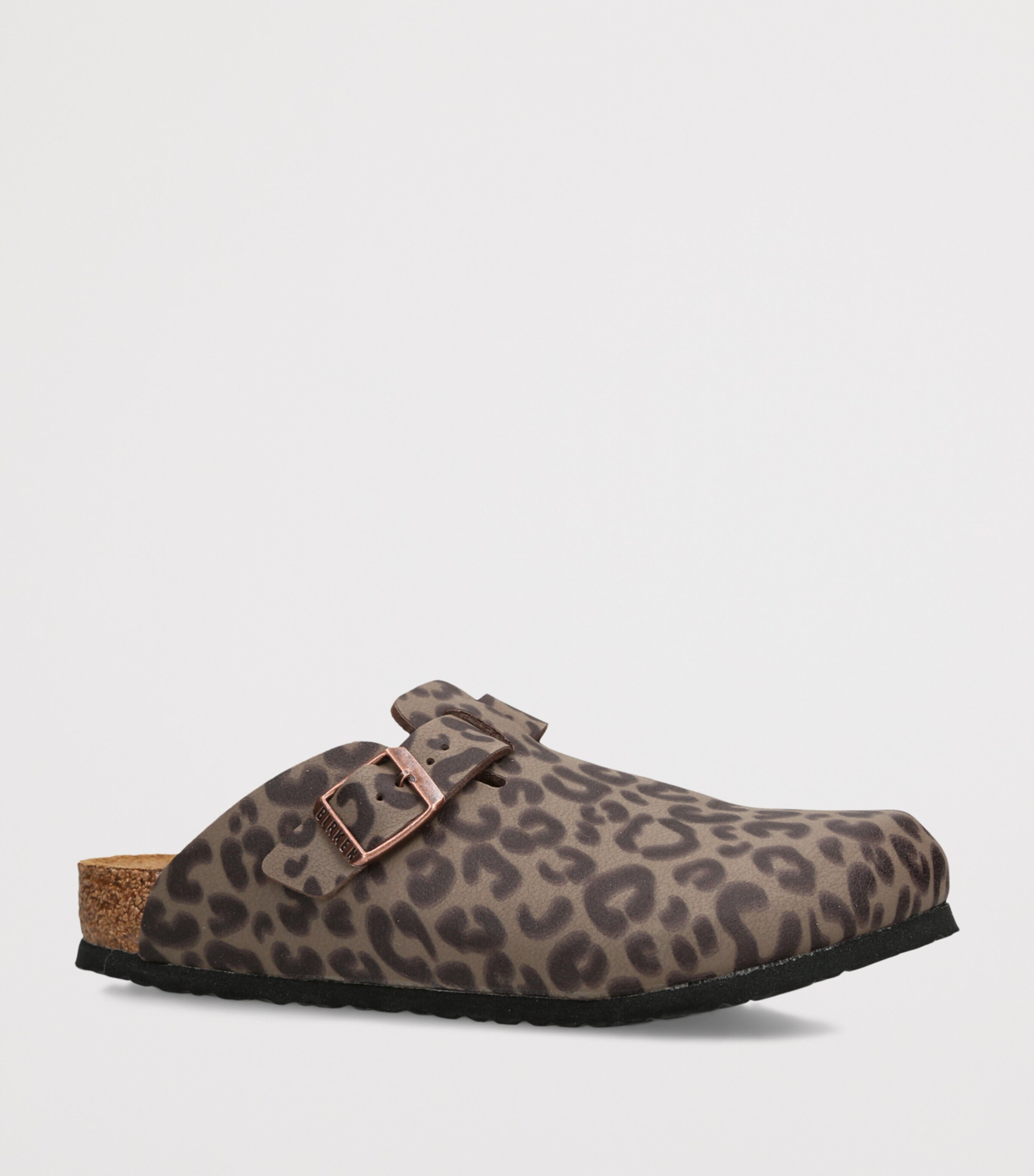 Birkenstock Kids Leather Leopard Print Boston Clogs Brown/oth Image 3