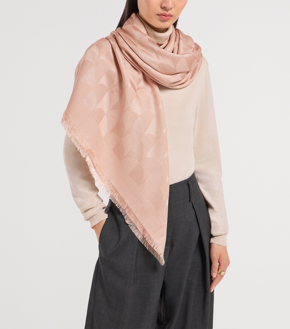 Bvlgari Wool-Silk Fringe Maxi Calla Scarf Pink Medium Image 2