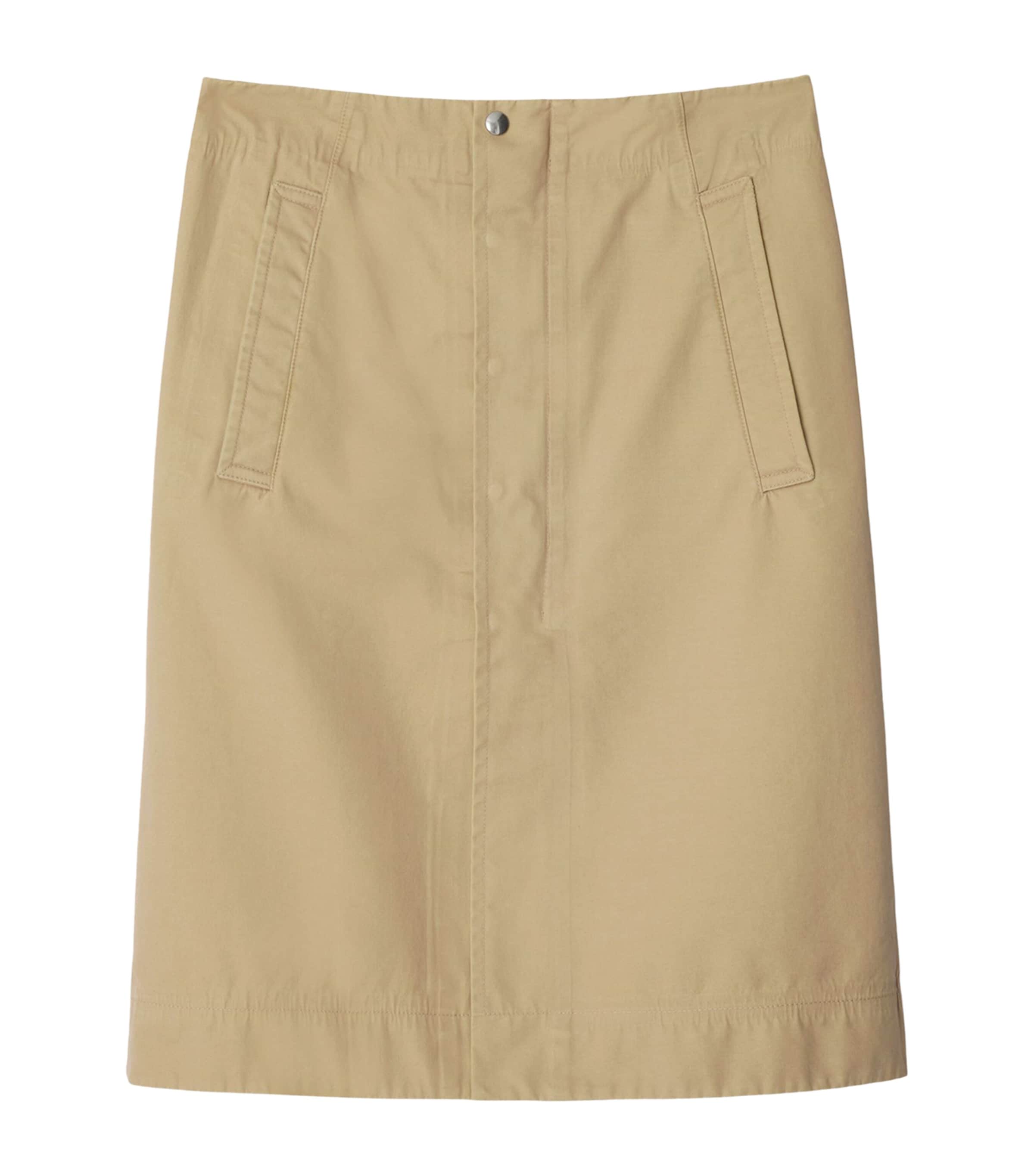 Burberry Cotton Midi Skirt In Neutral