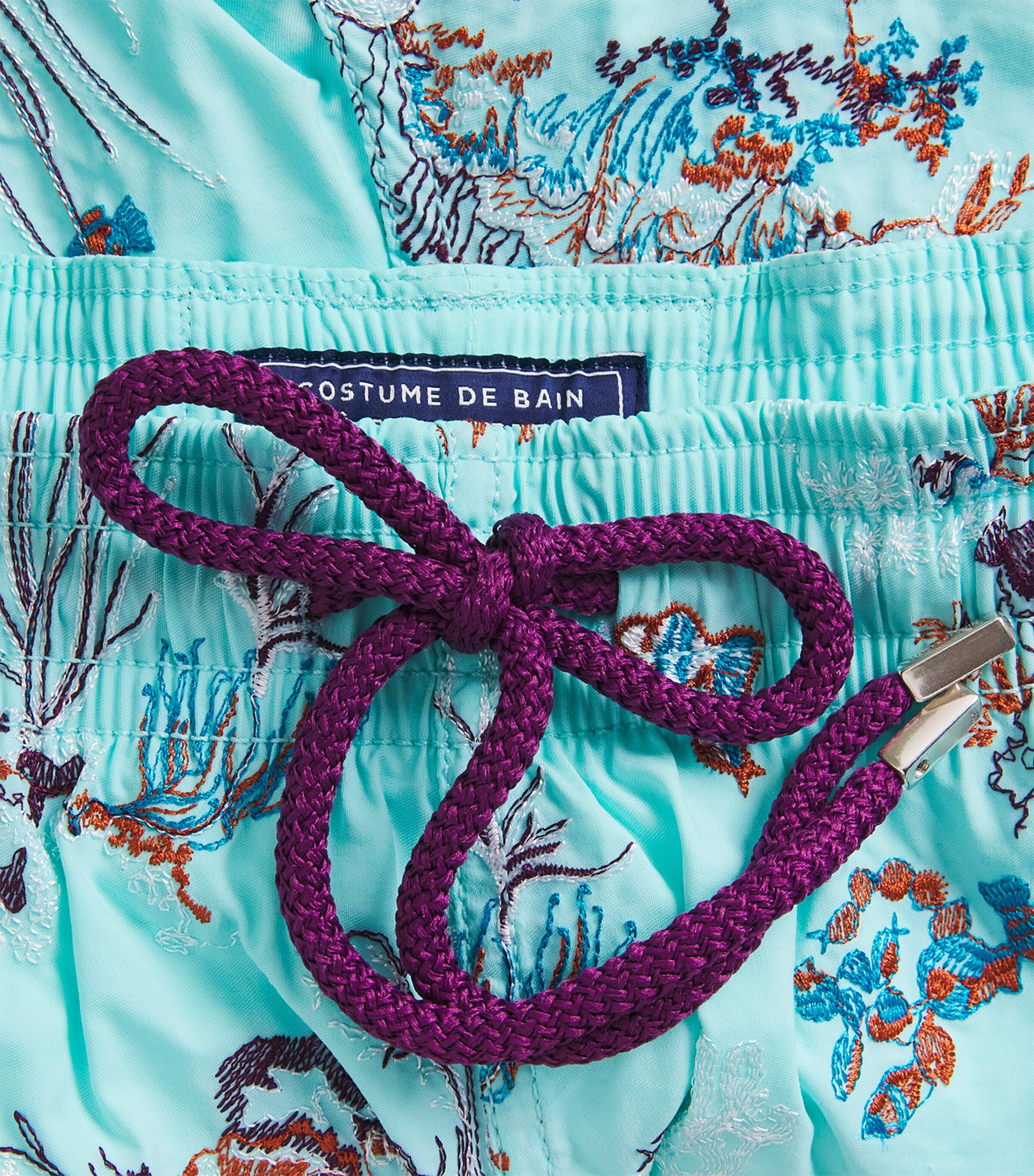 Vilebrequin Mens Reef-Embroidered Mistral Swim Shorts Oxygene Image 5
