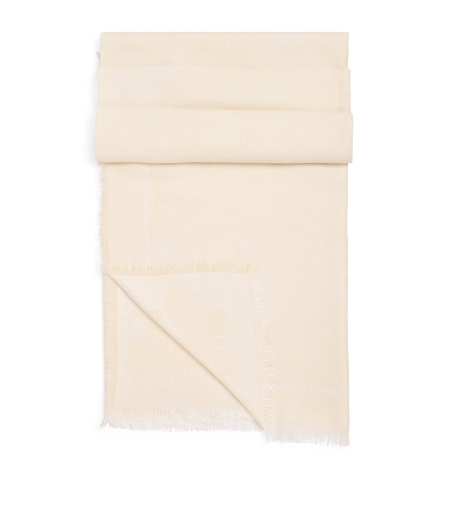 Jacquard-Knit Fringe Shawl MILK Image 1