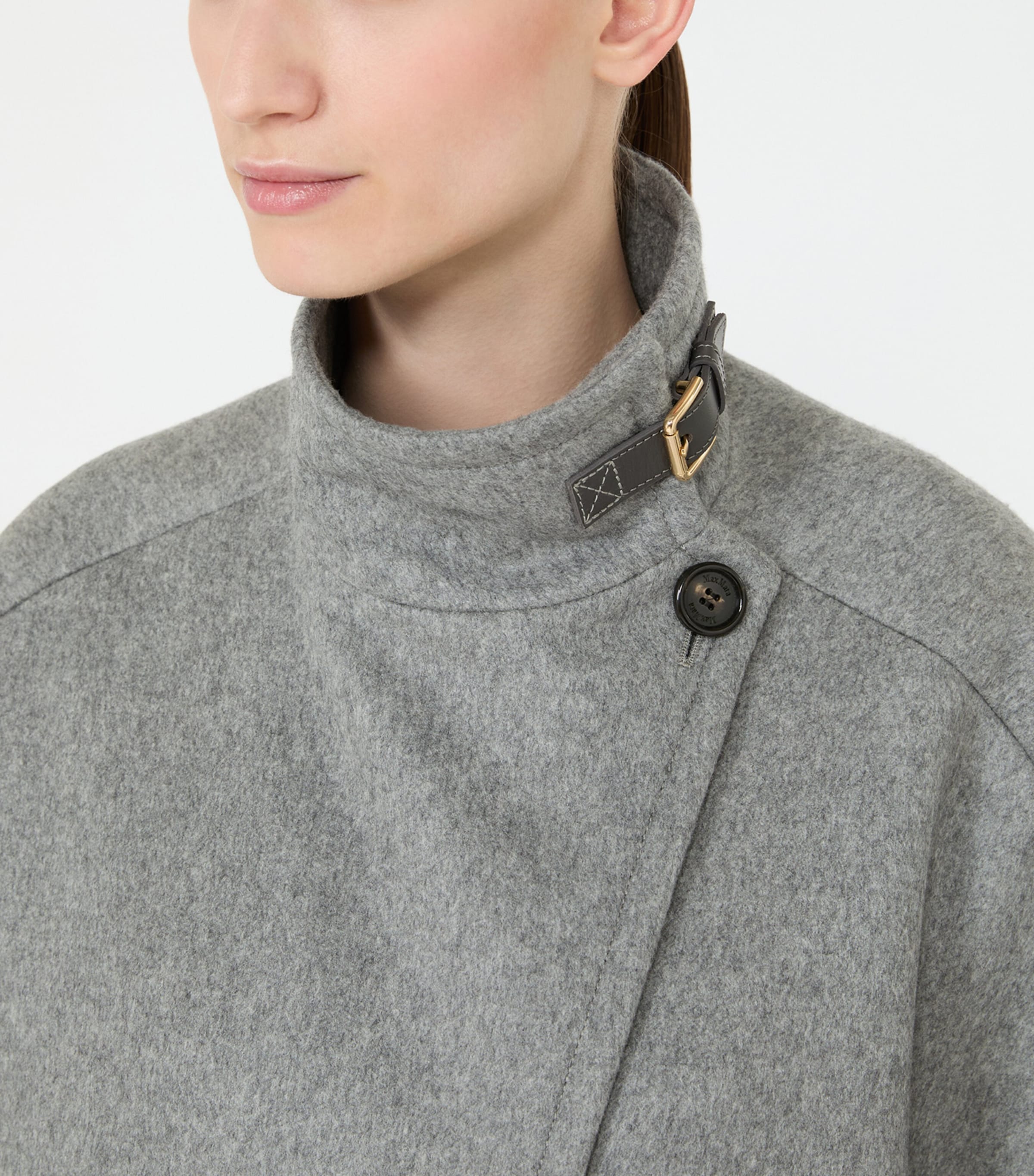 Max Mara Womens Cashmere High-Neck Cape Jacket Medium Grey Image 5