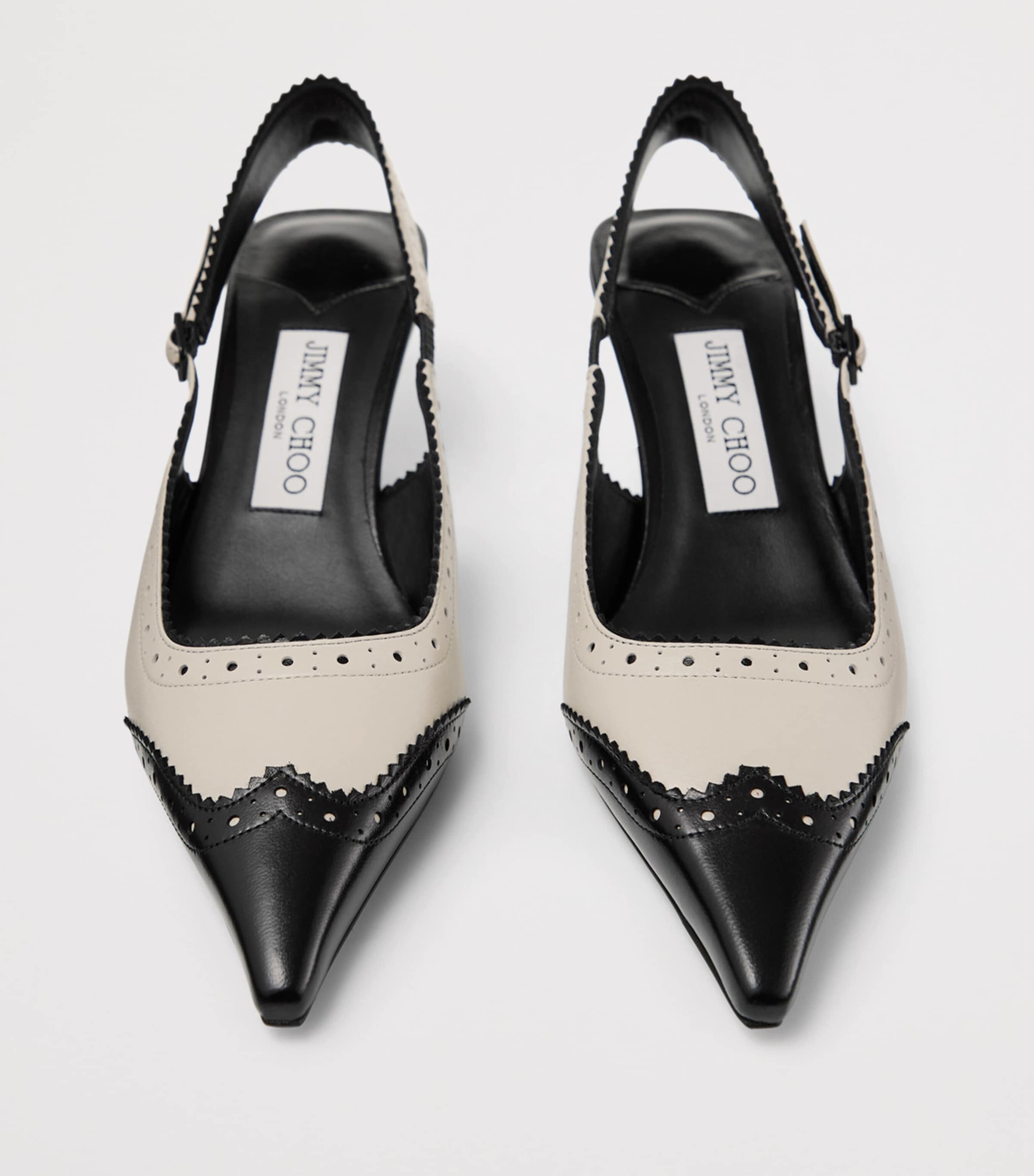 Jimmy Choo Amel 50 Leather Slingback Pumps Black/bone Image 4