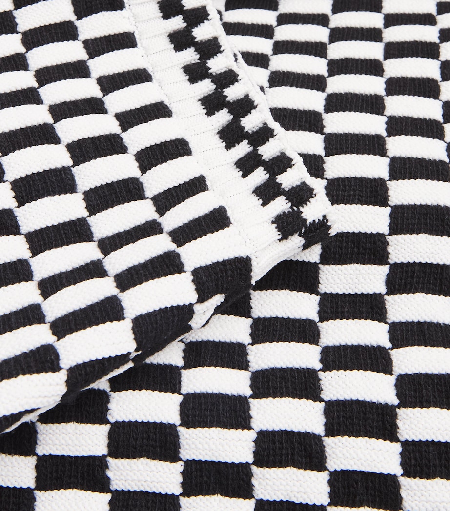 AMIRI Mens Mohair Checkerboard Polo Shirt Black Image 5