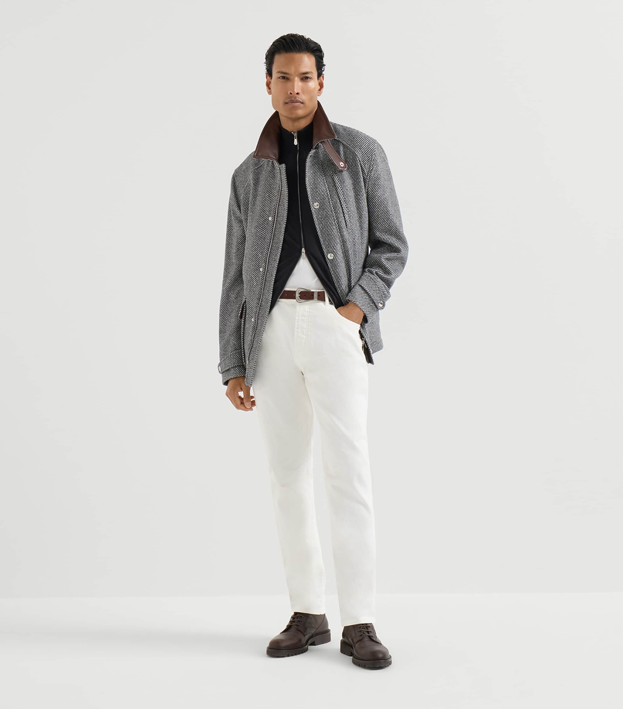 Brunello Cucinelli Mens Cashmere-Silk Zip-Up Cardigan Image 2