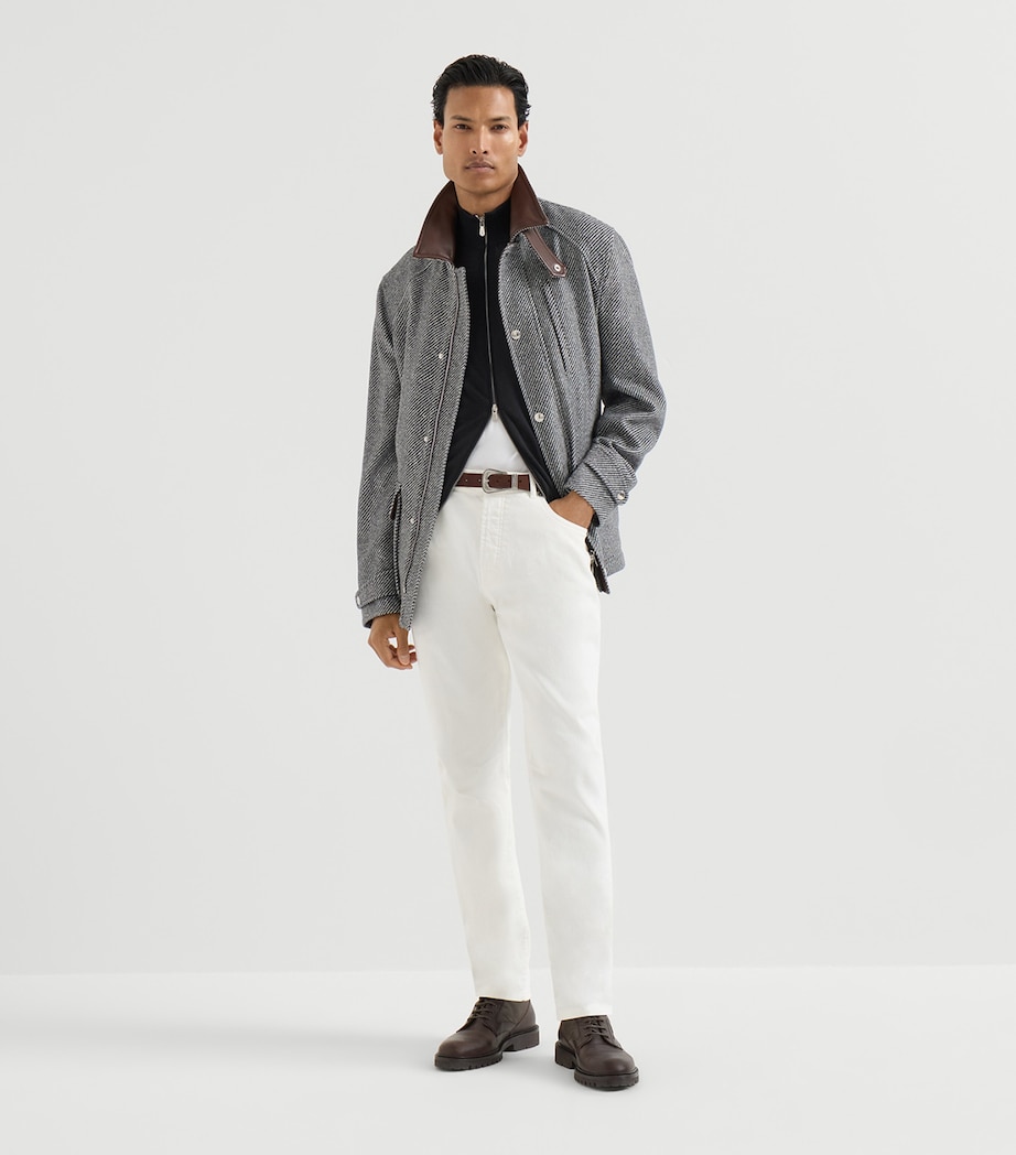 Brunello Cucinelli Mens Cashmere-Silk Zip-Up Cardigan Image 2
