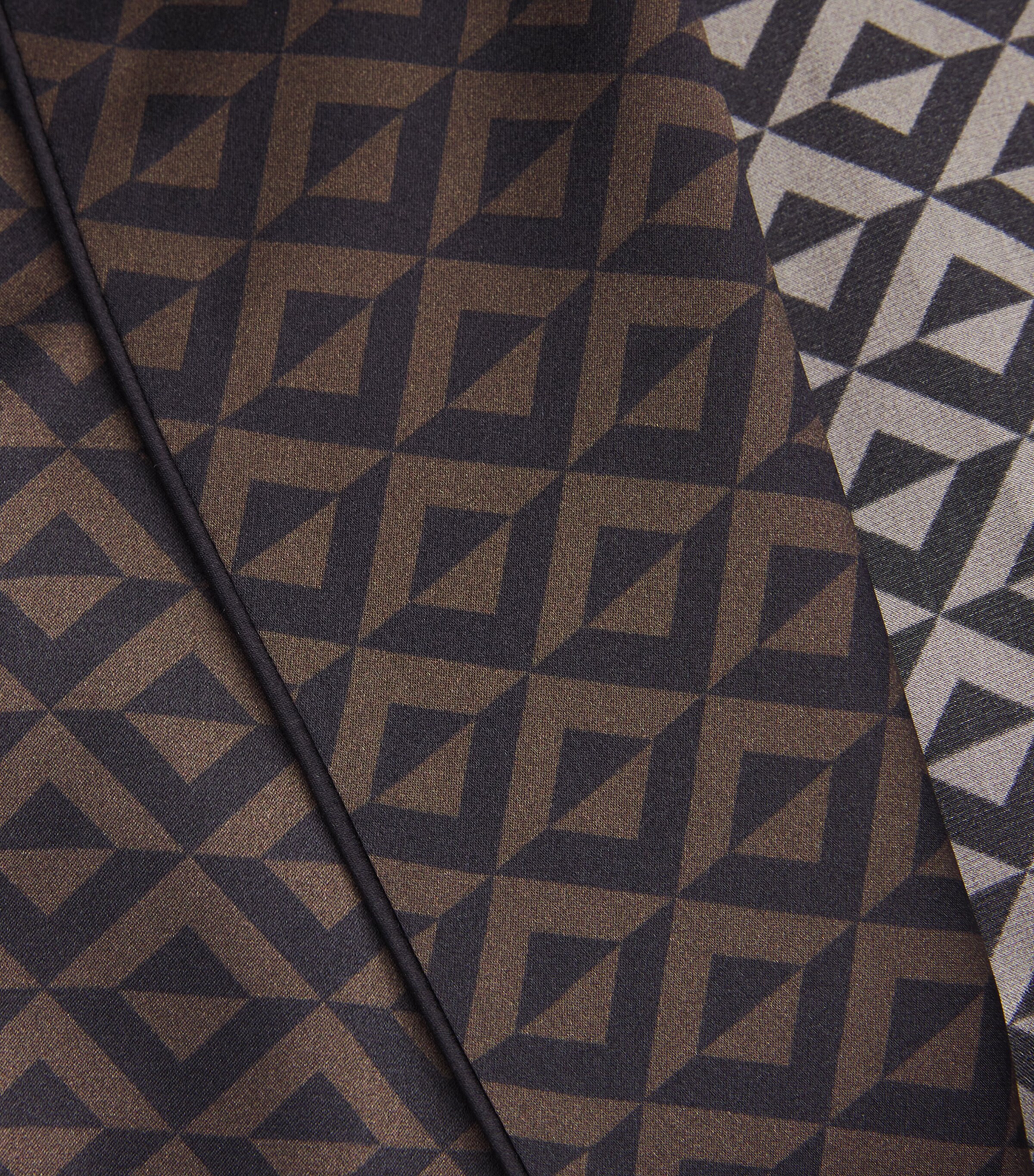 Silk Geometric Print Robe BLACK Image 5