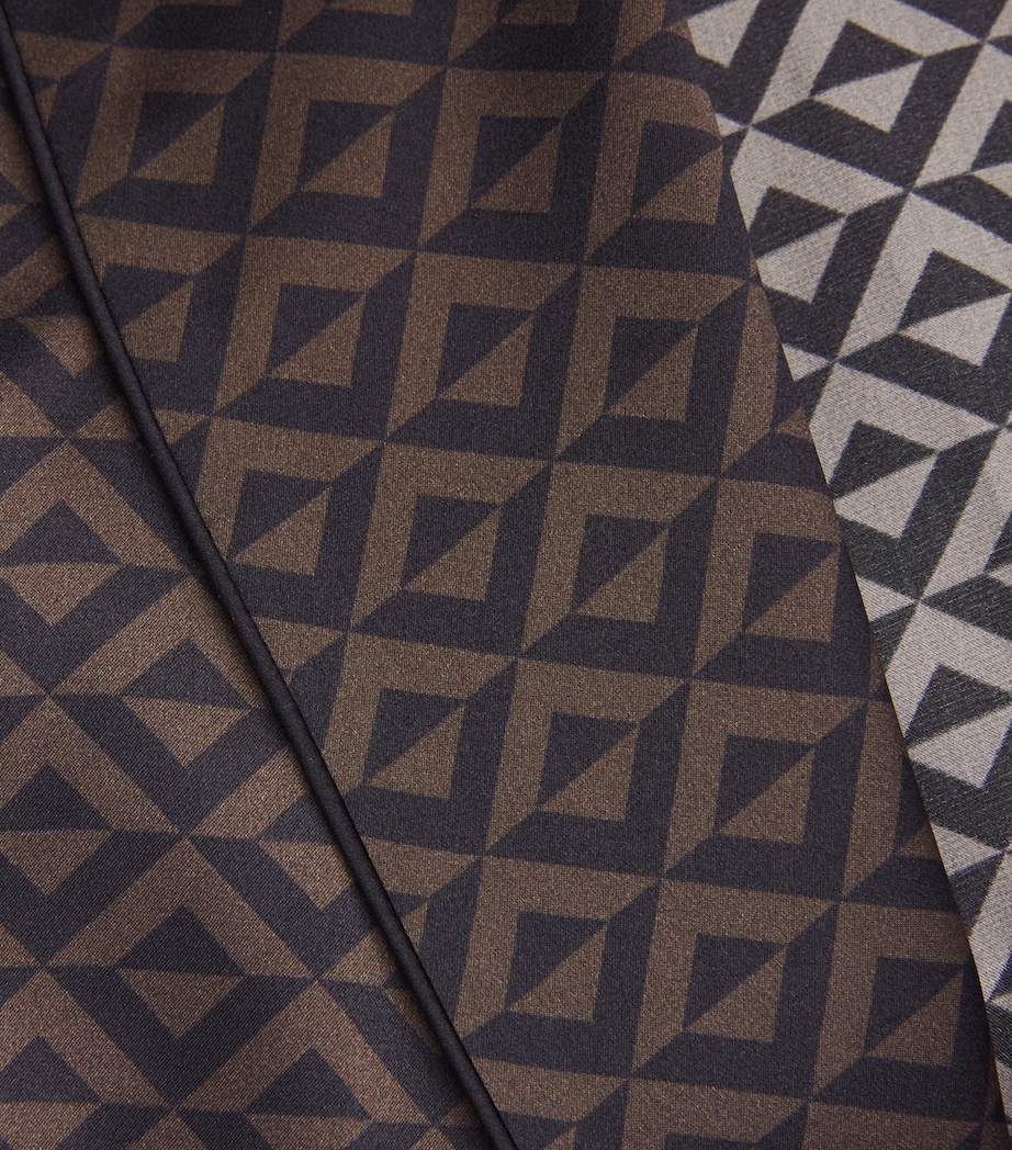 Silk Geometric Print Robe BLACK Image 5