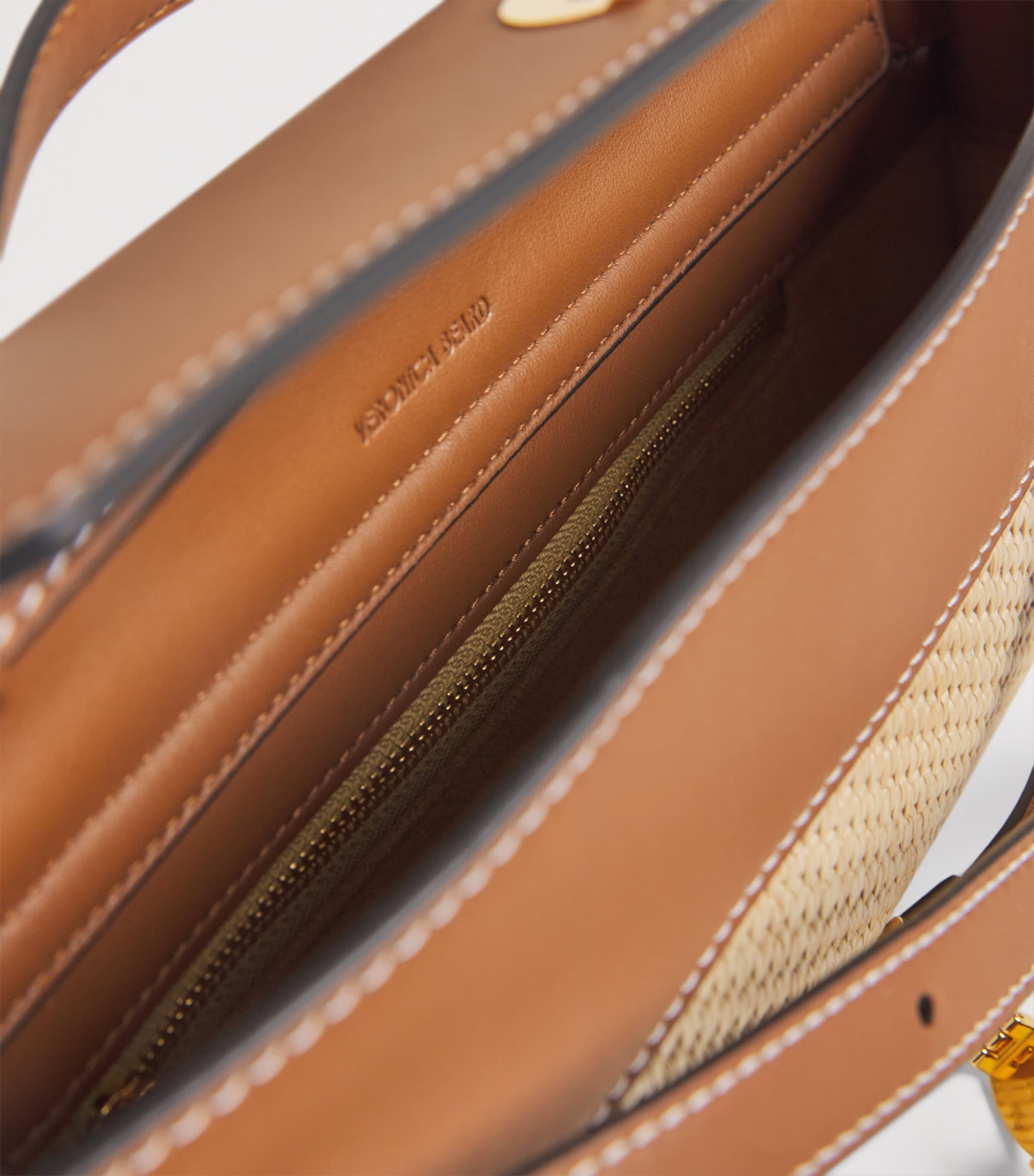 Veronica Beard Raffia-Leather Dash Clutch Bag Hazelwood/nat Image 5