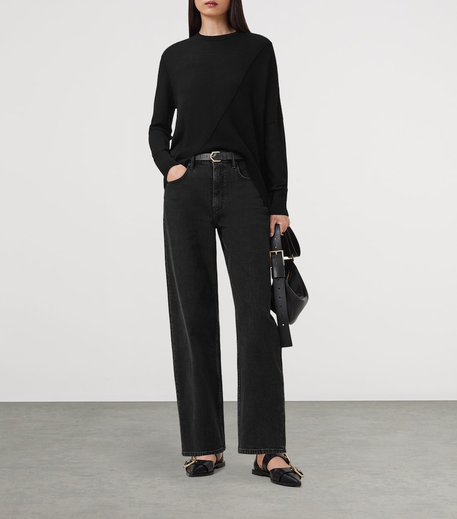 Wool Asymmetric Isla Sweater BLACK Image 4