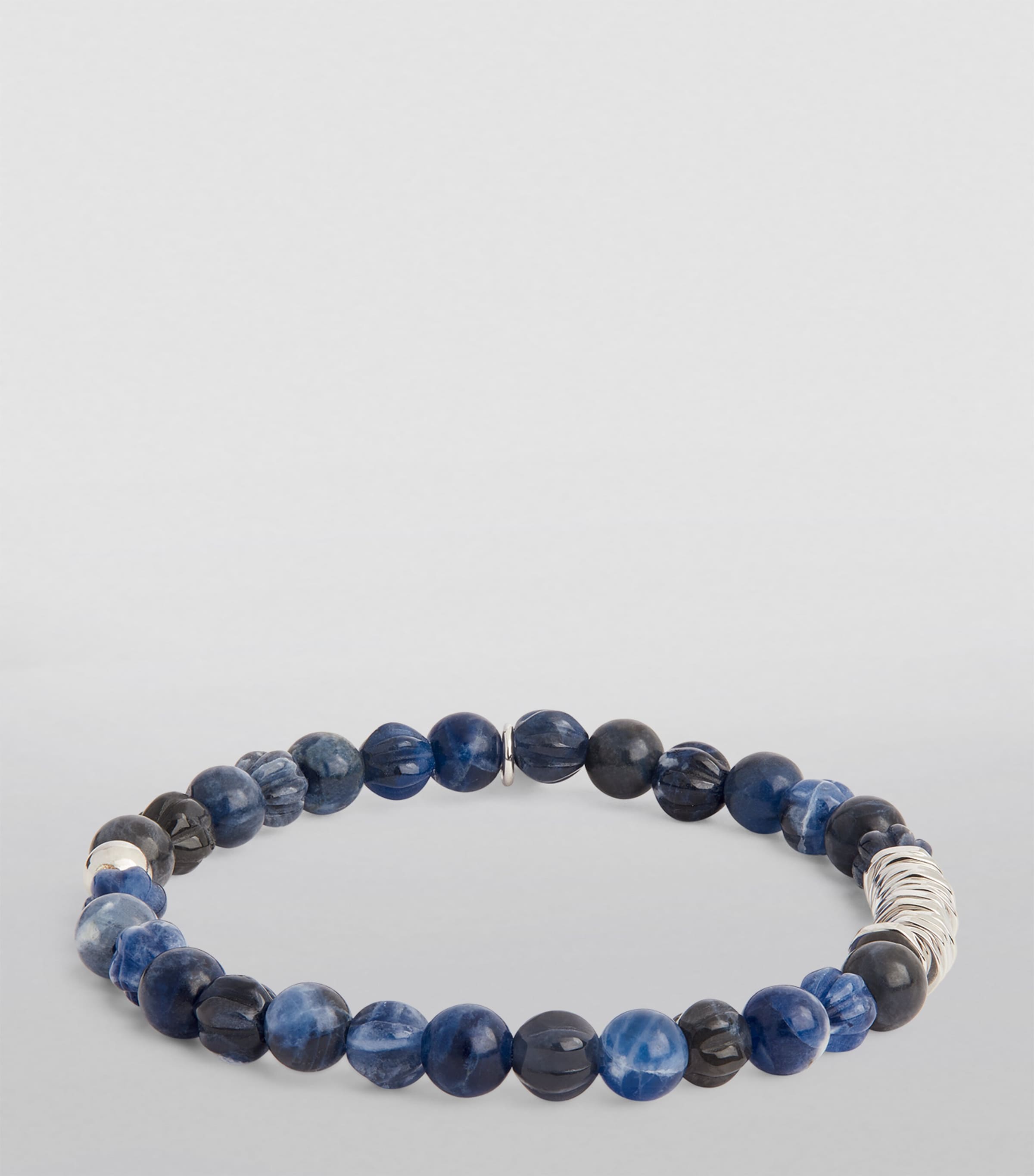 Tateossian Sodalite and Sterling Silver Classic Discs Bracelet Blue Image 2