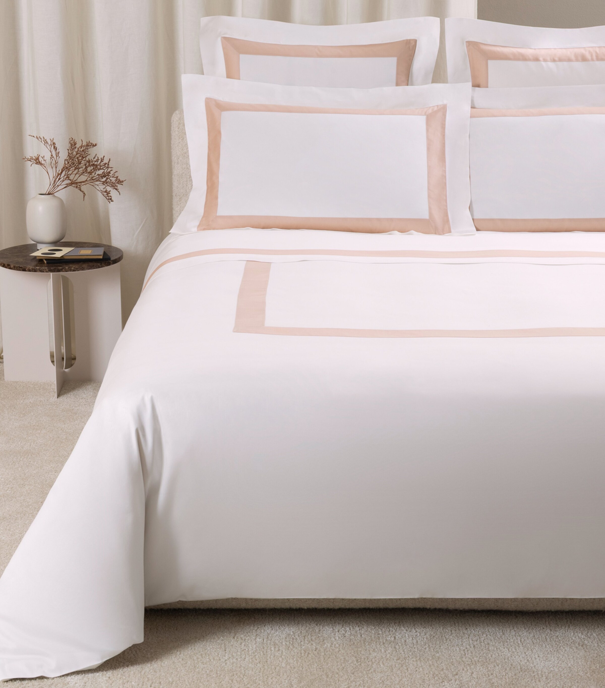 Frette Cotton Breeze Border Queen Duvet Cover (240cm x 220cm) Milk/misty Bl Image 3
