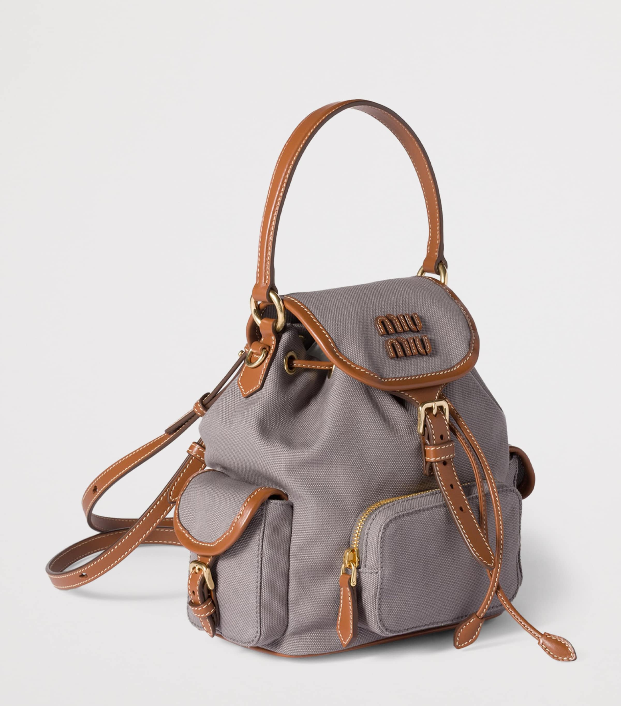 Canvas-Leather Backpack F04KC Image 3