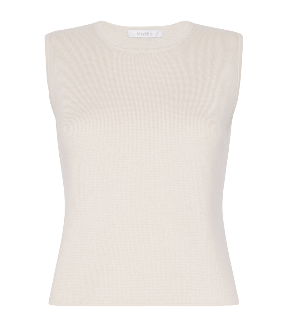 Max Mara Womens Virgin Wool-Cashmere Knitted Top Beige Image 1