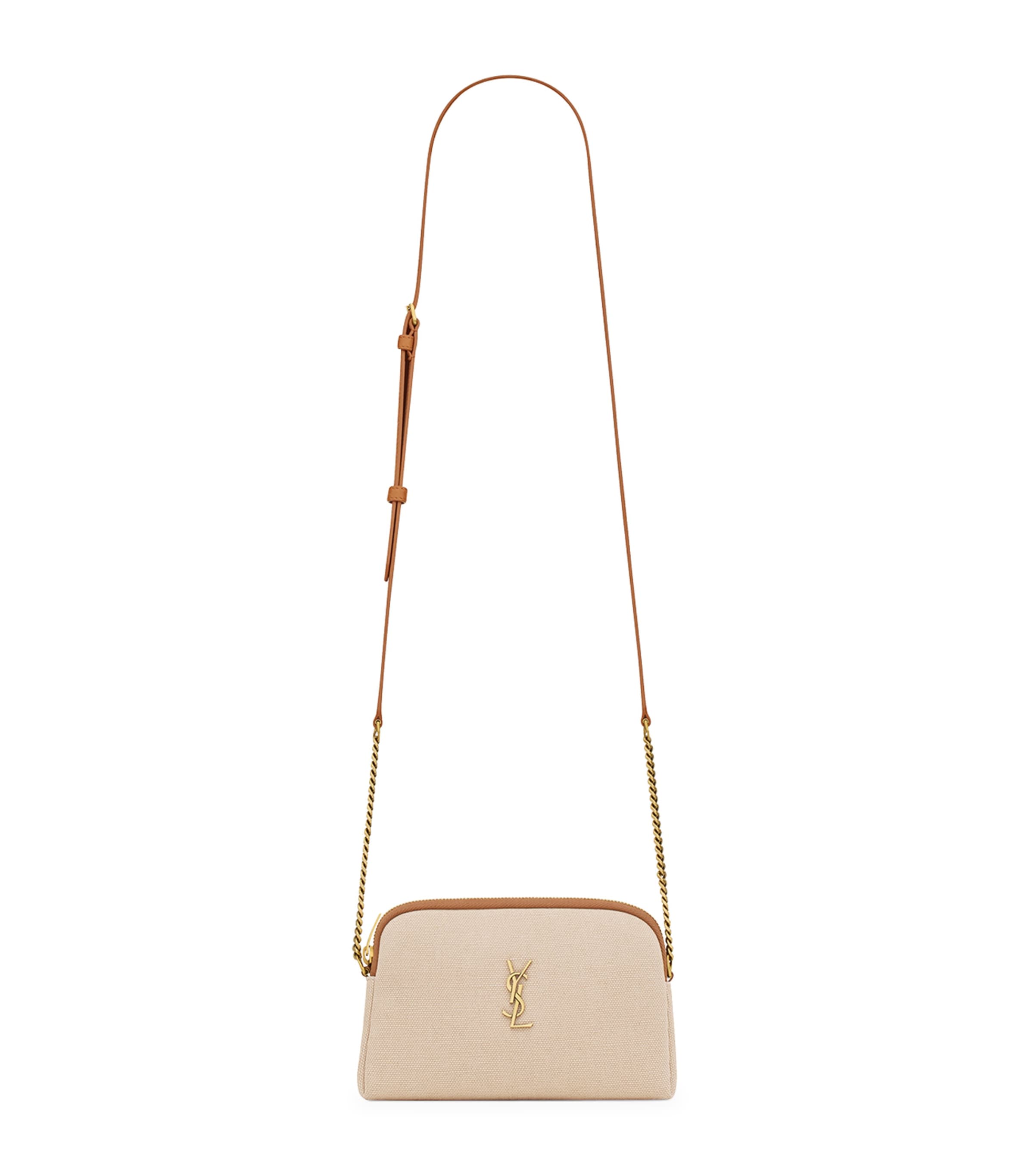 Shop Saint Laurent Mini Woven Gaby Cross-body Bag In Nude