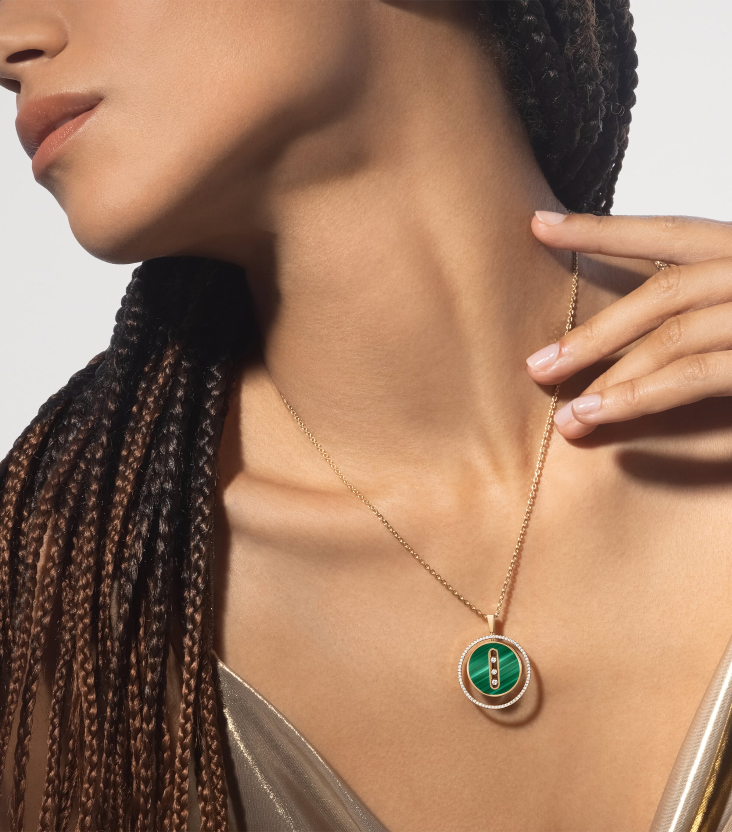 Messika Lucky Move Yellow Gold, Diamond and Malachite Necklace (0.38ct) Yellow Gold Image 2