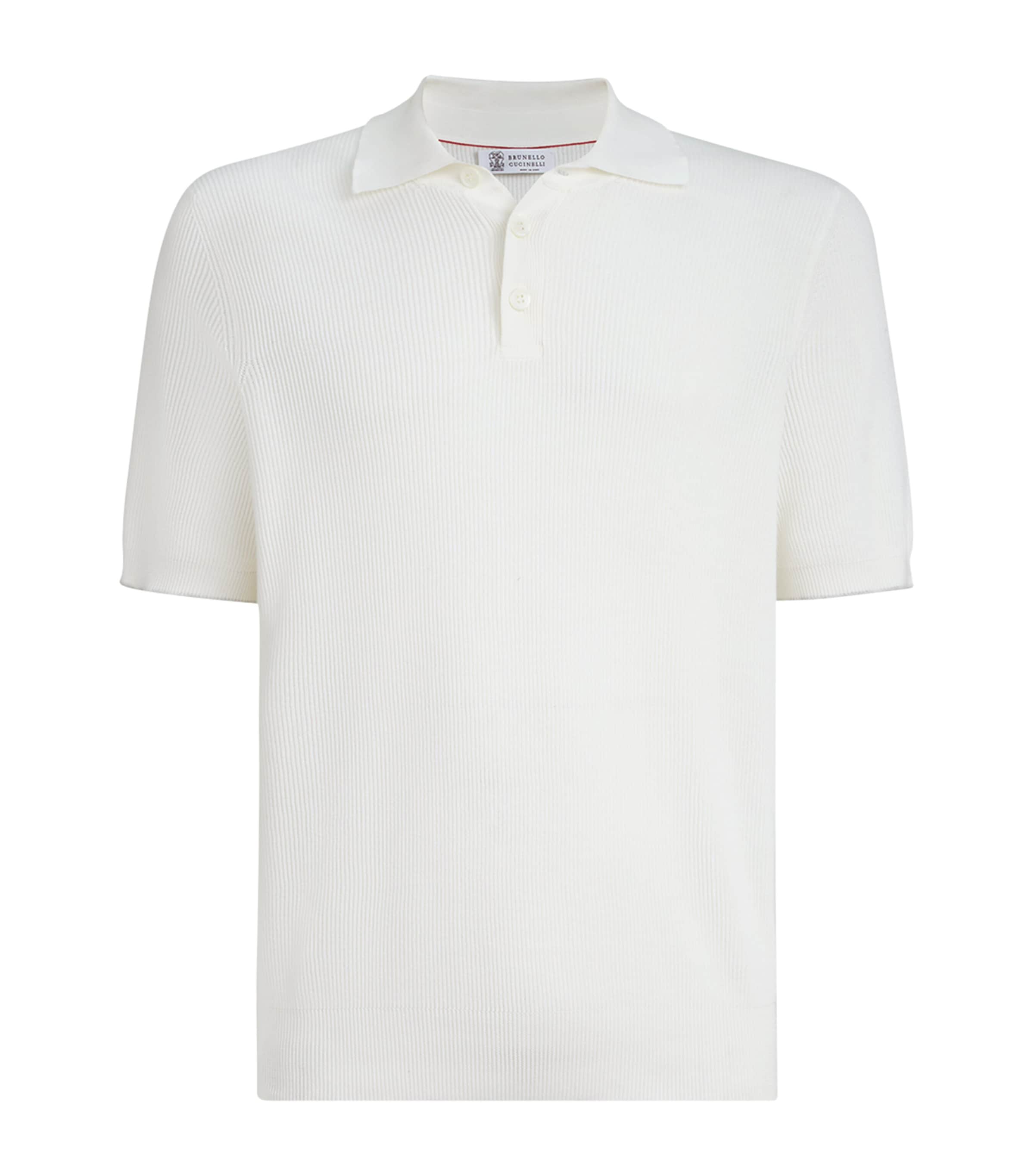 Brunello Cucinelli Mens Cotton Rib-Knit Polo Shirt Image 1