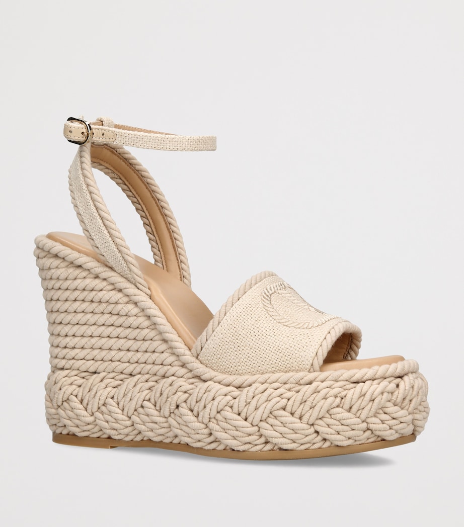 Valentino Garavani Canvas Torchon Espadrille Wedge Sandals 130 Beige Image 3