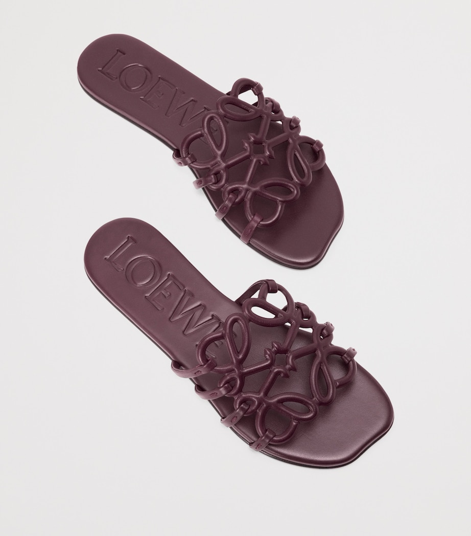 Leather Petal Anagram Sandals DARK BURGUNDY Image 3
