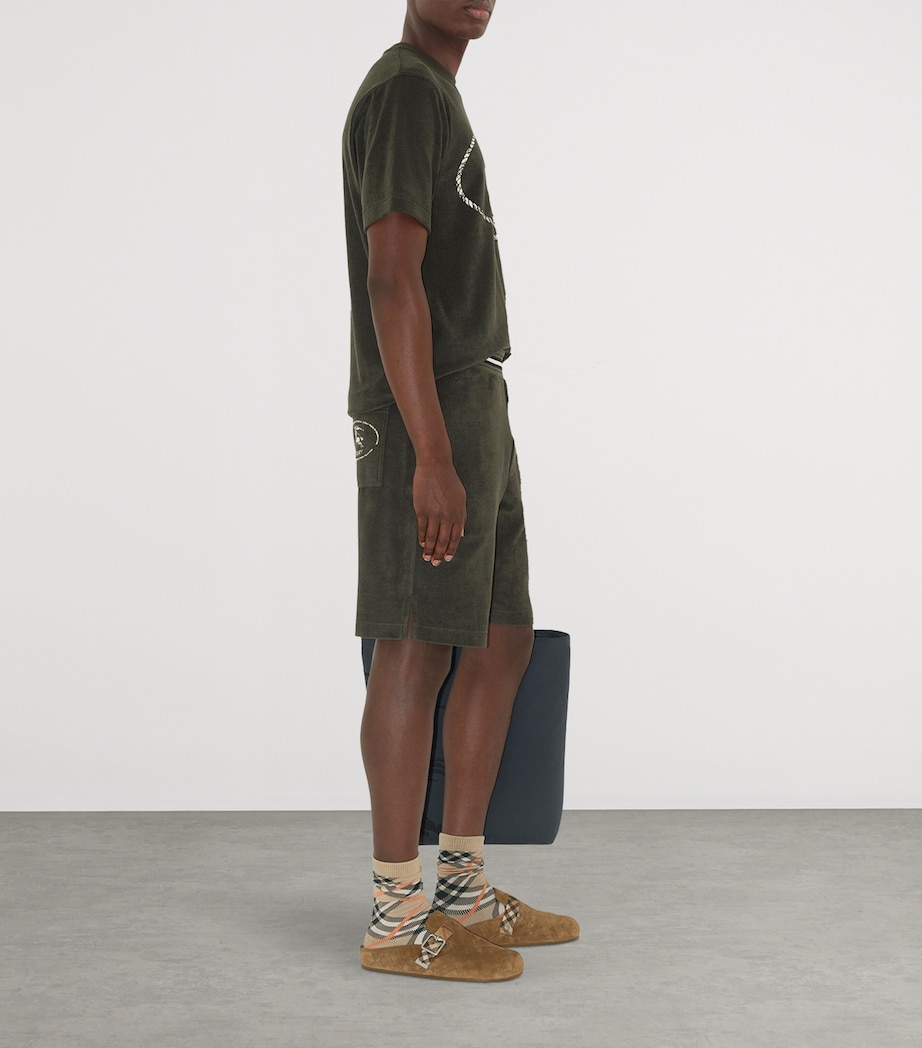 Cotton-Blend Towelling Logo Shorts SHALE Image 3