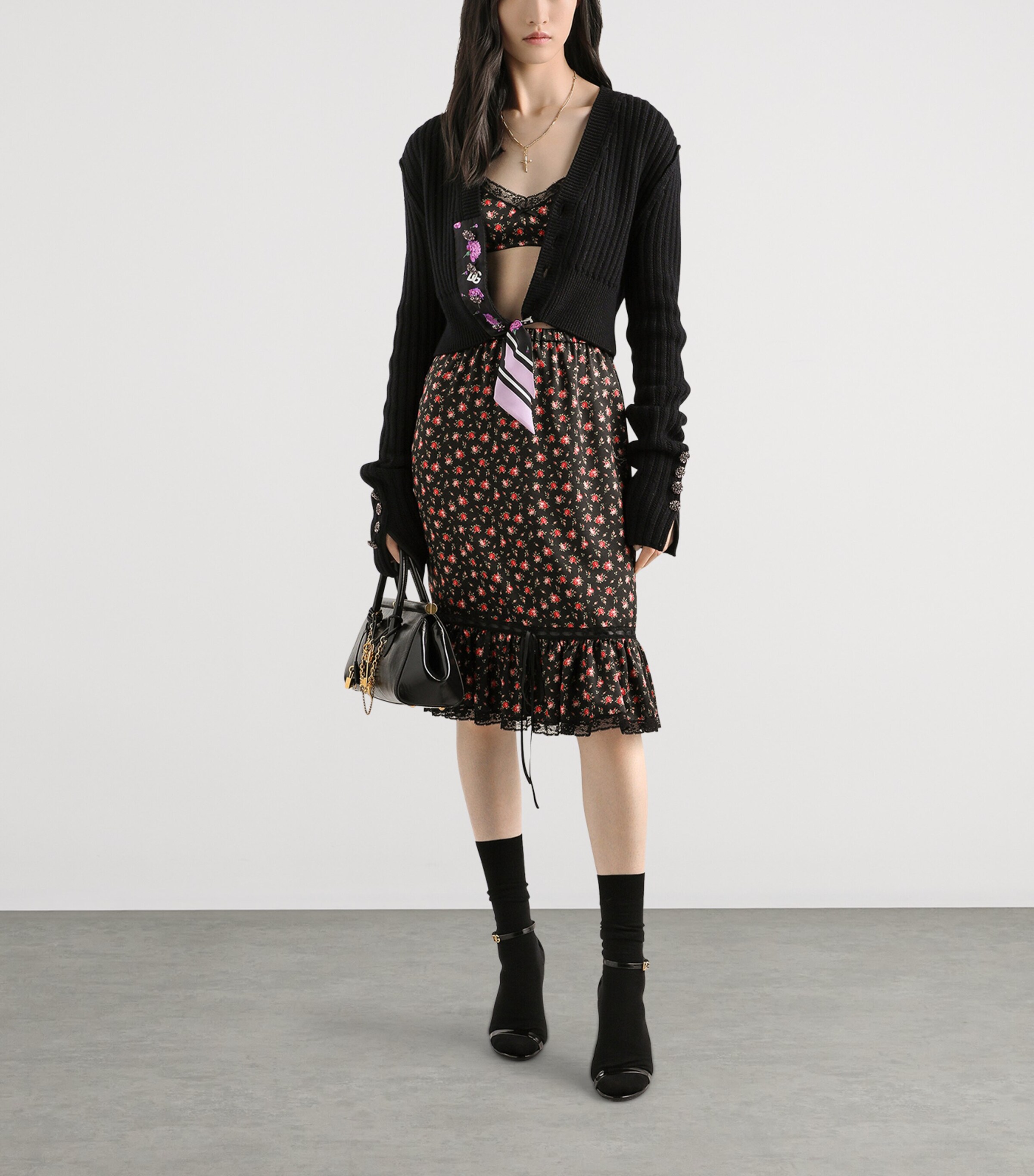 Silk-Cotton-Blend Floral Midi Skirt HN5XJ-ROSELLINE Image 2