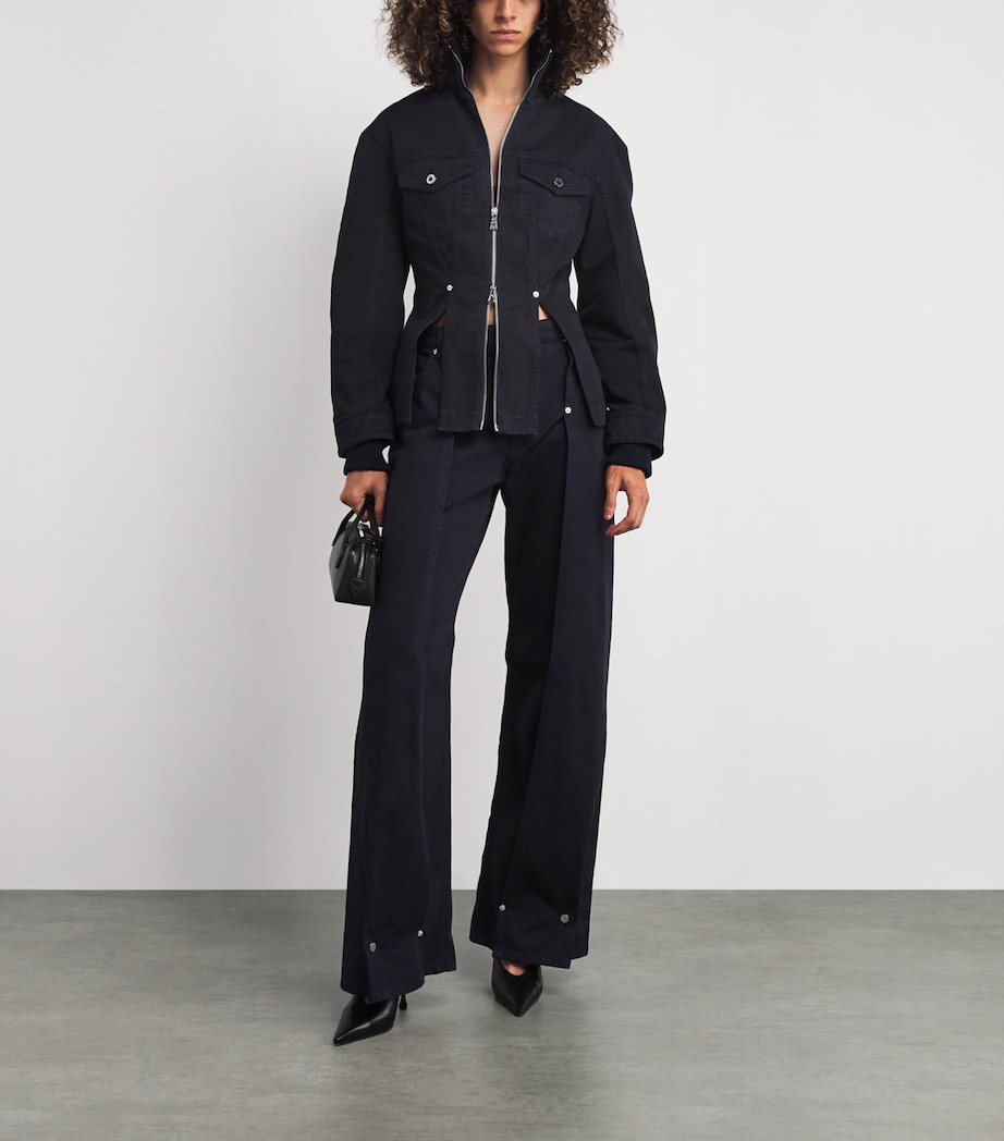 Split-Hem Denim Jacket 59-NAVY Image 2