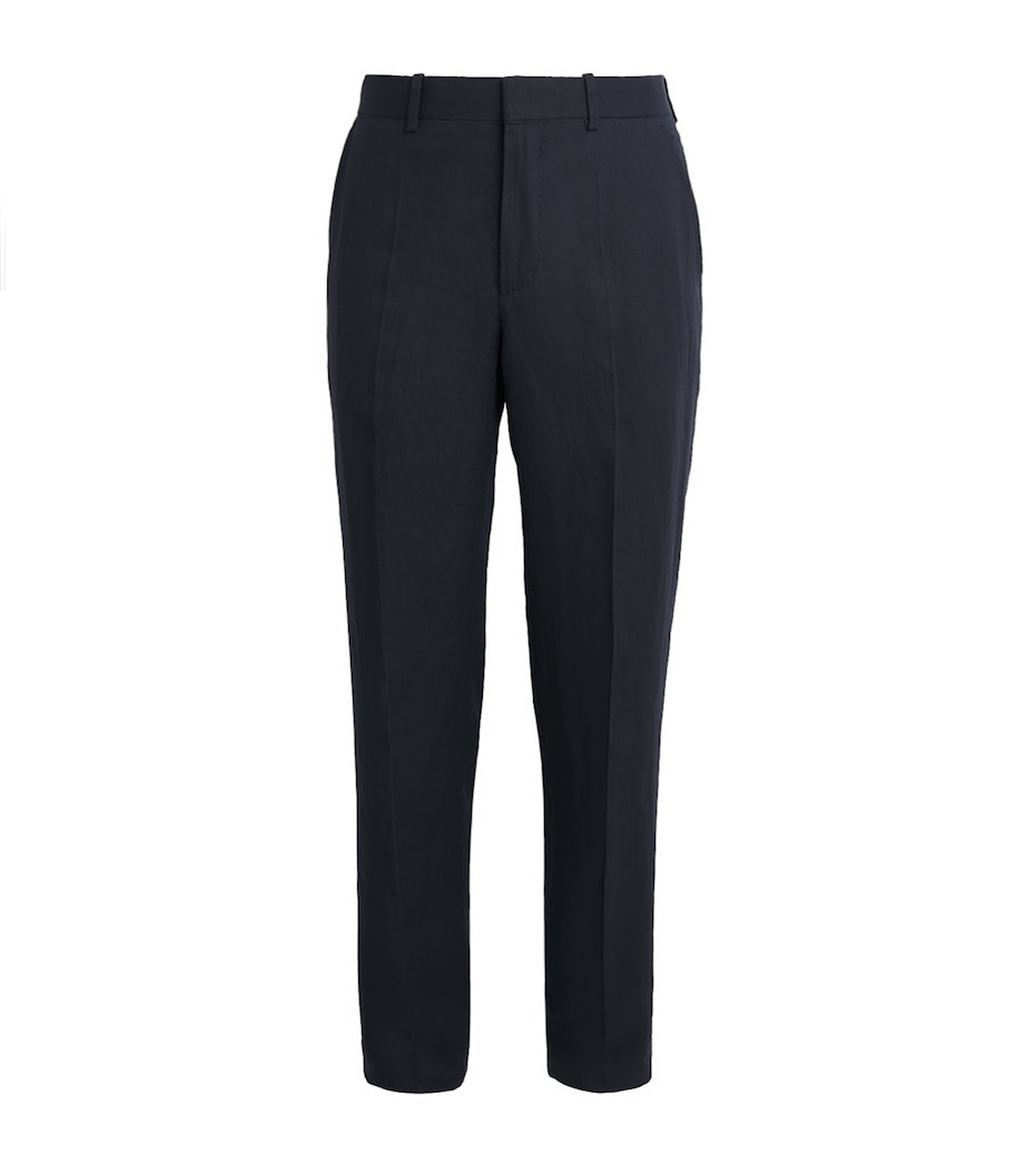 Agnona Mens Linen Straight Trousers Dark Blue Navy Image 1