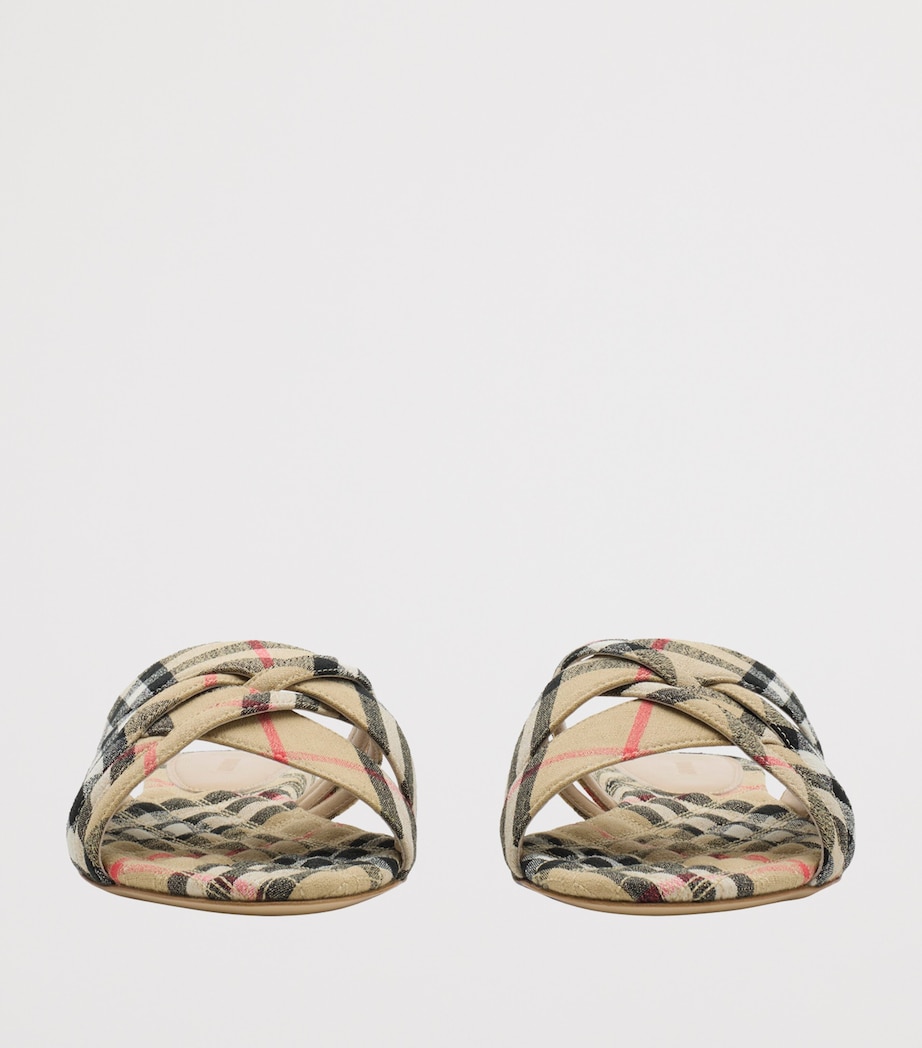 Linen Check Cabana Slides SAND IP CHECK Image 3