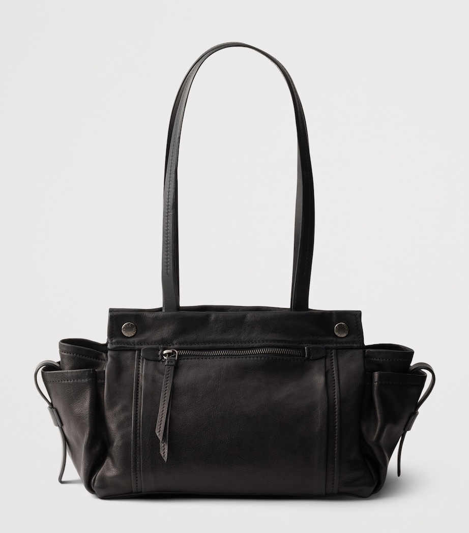 Prada Medium Leather Route Tote Bag Black Image 6