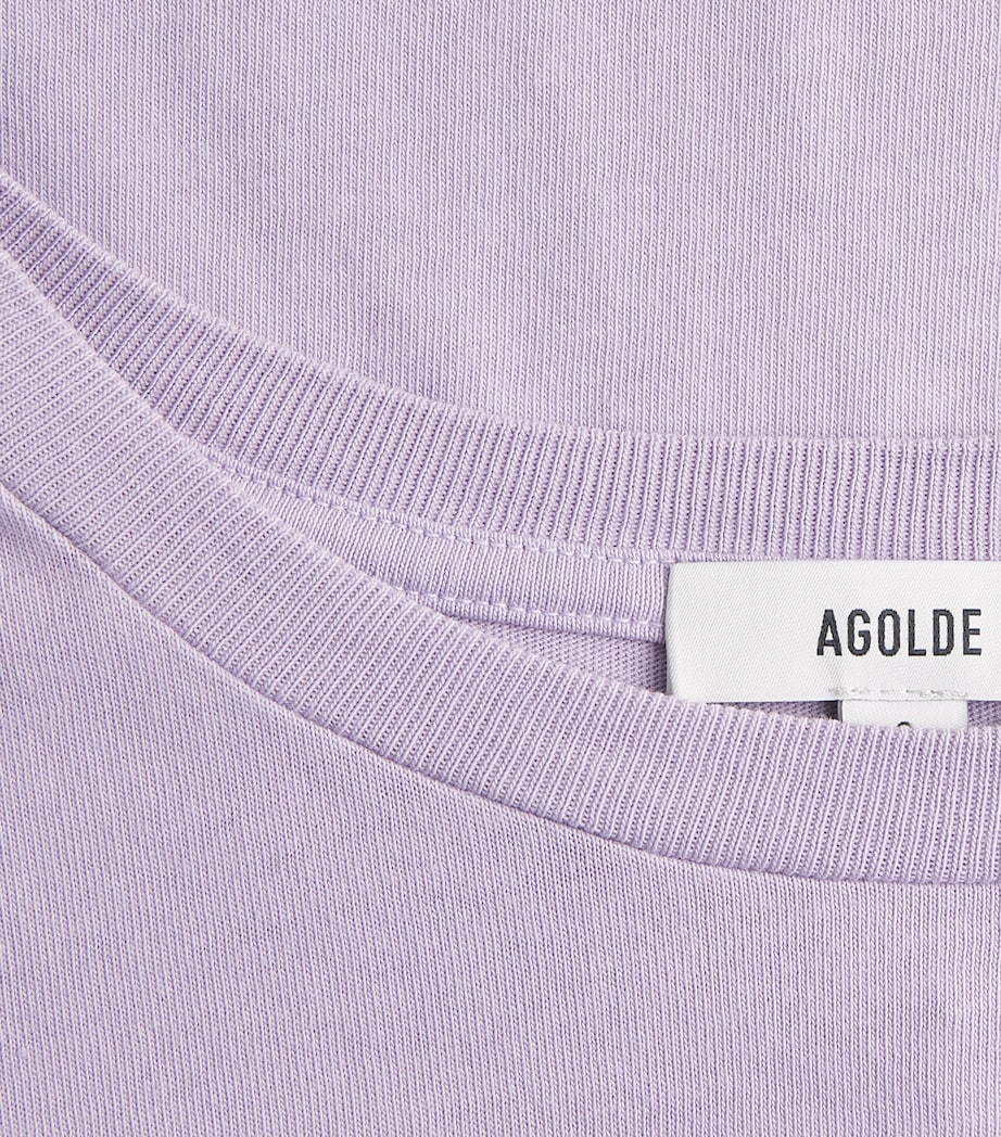 AGOLDE Womens Organic Cotton Adine Shrunken T-Shirt Lilac Image 6