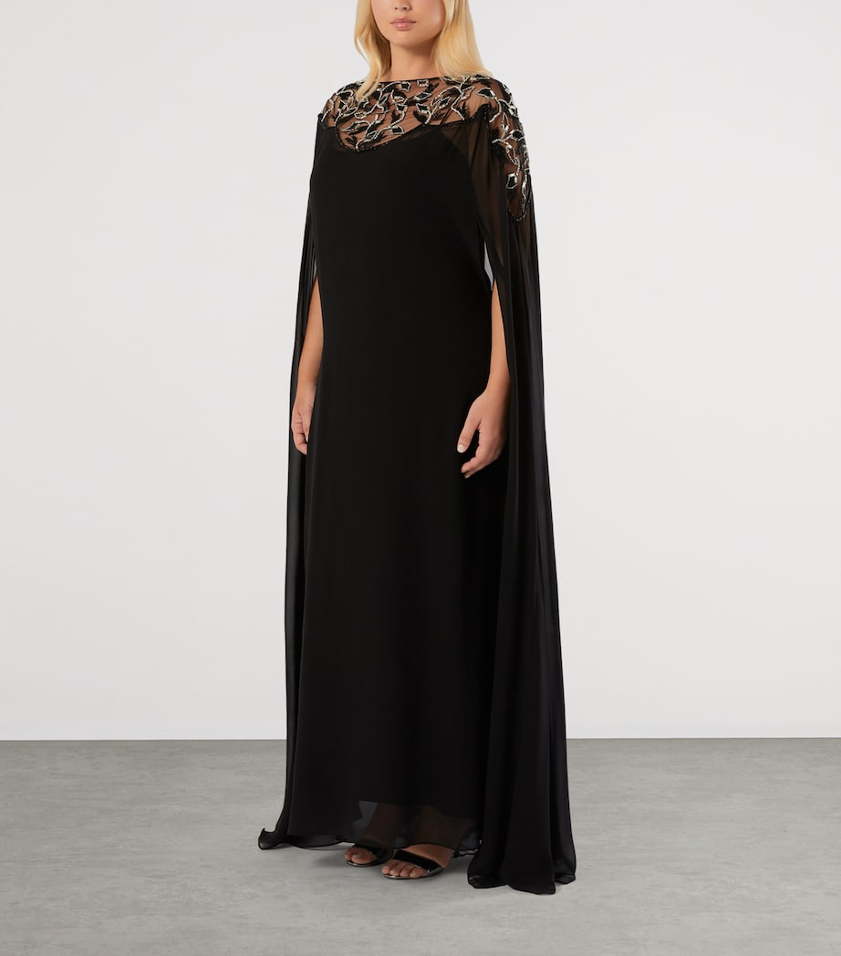 Marina Rinaldi Womens Embellished Maxi Dress and Cape Black Image 3