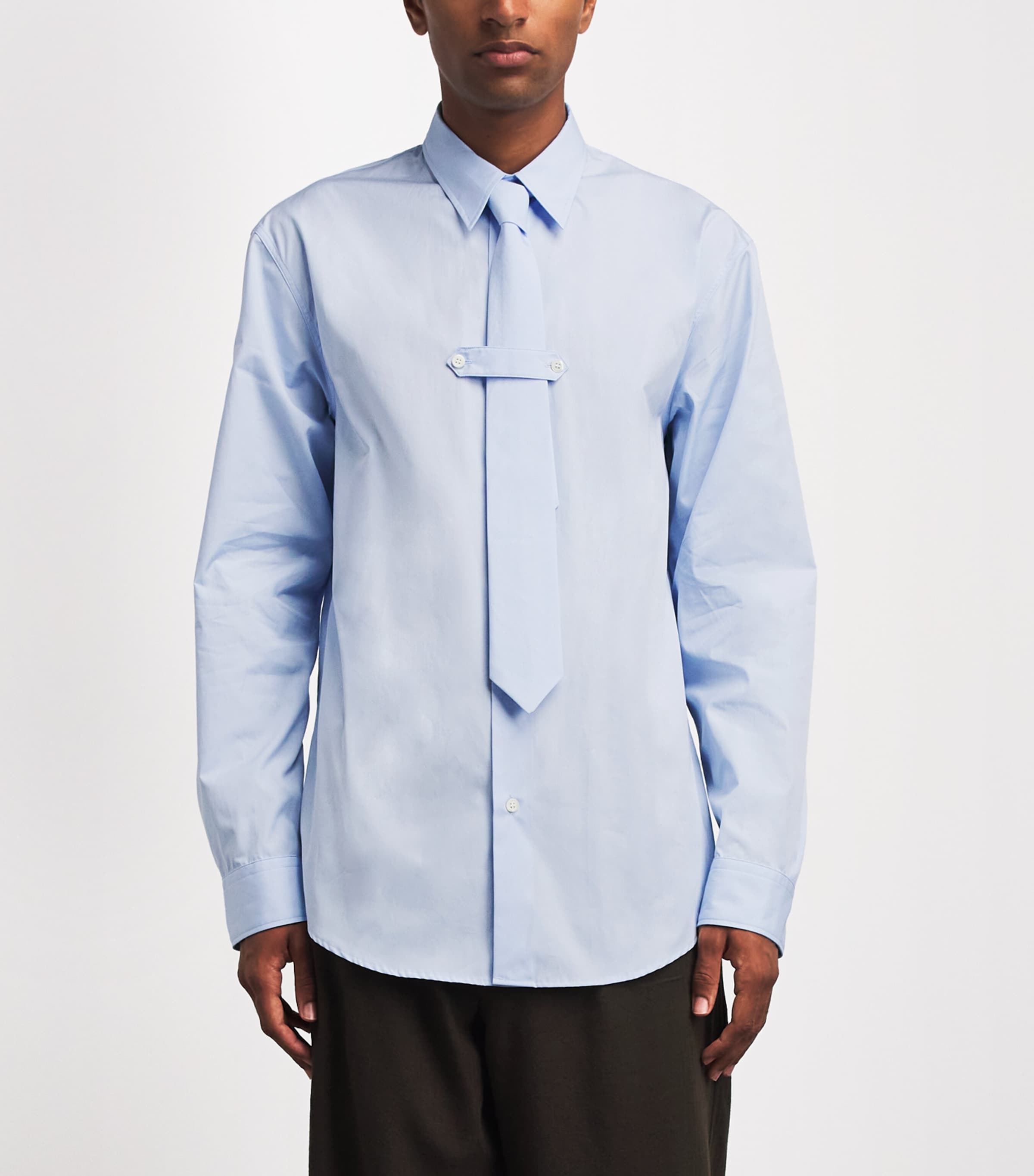 DRIES VAN NOTEN Mens Cotton Integrated-Tie Shirt Light Image 4