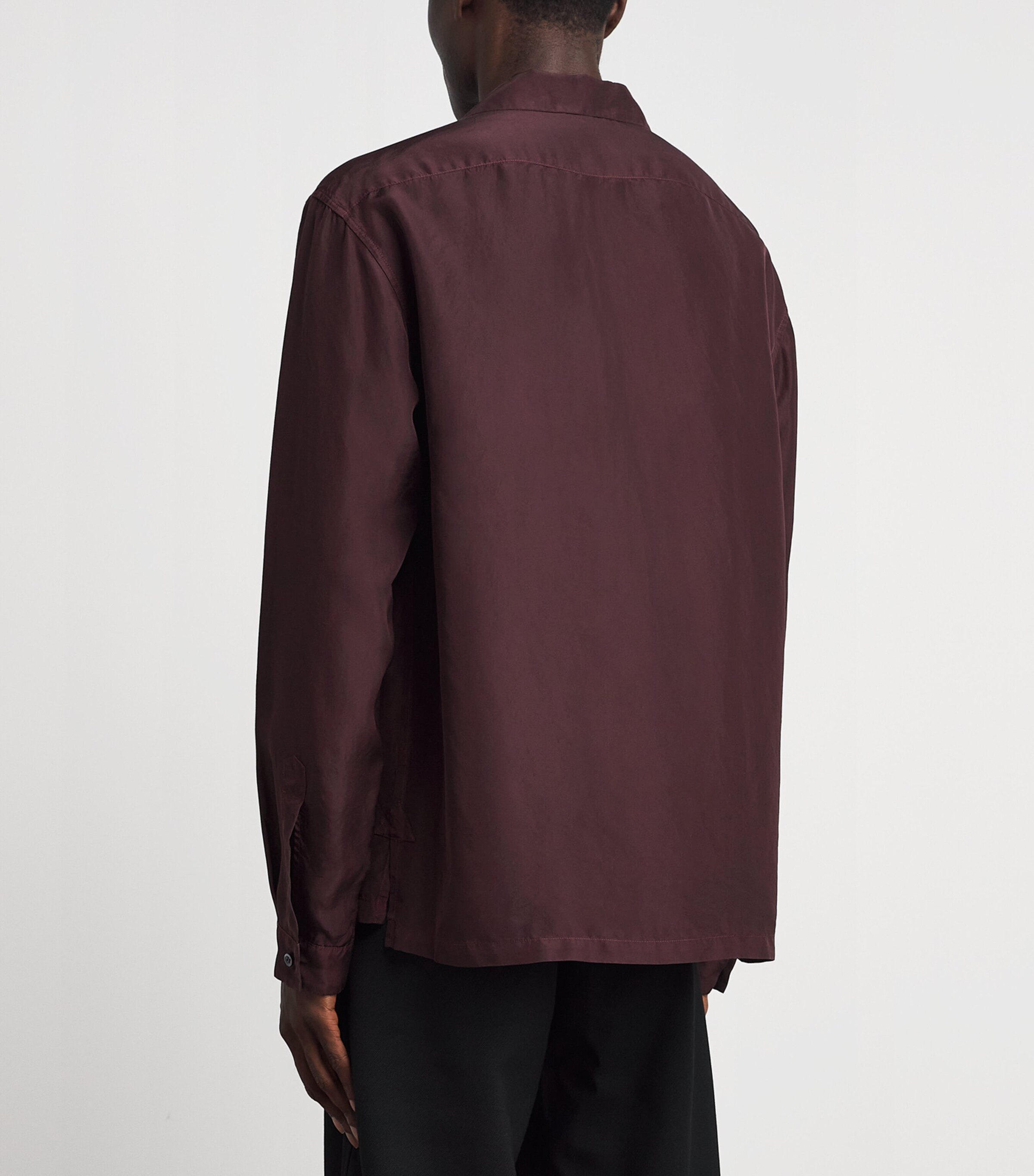 Barena Mens Silk Genga Shirt Wine Image 5