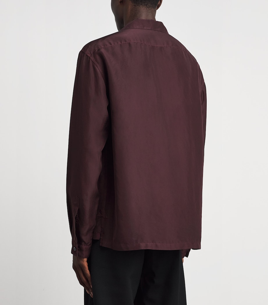 Barena Mens Silk Genga Shirt Wine Image 5