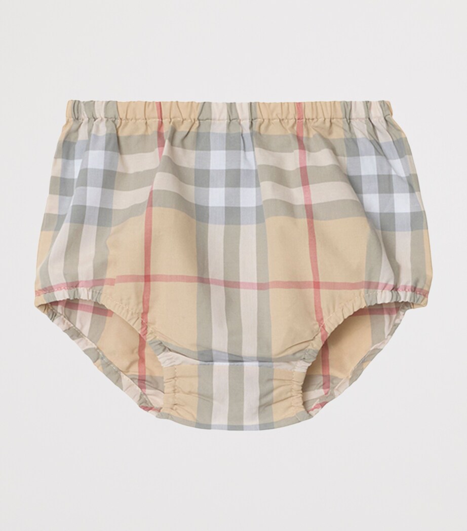 Burberry Kids Cotton Check-Trim Dress and Bloomers Set (1-18 Months) White Image 4