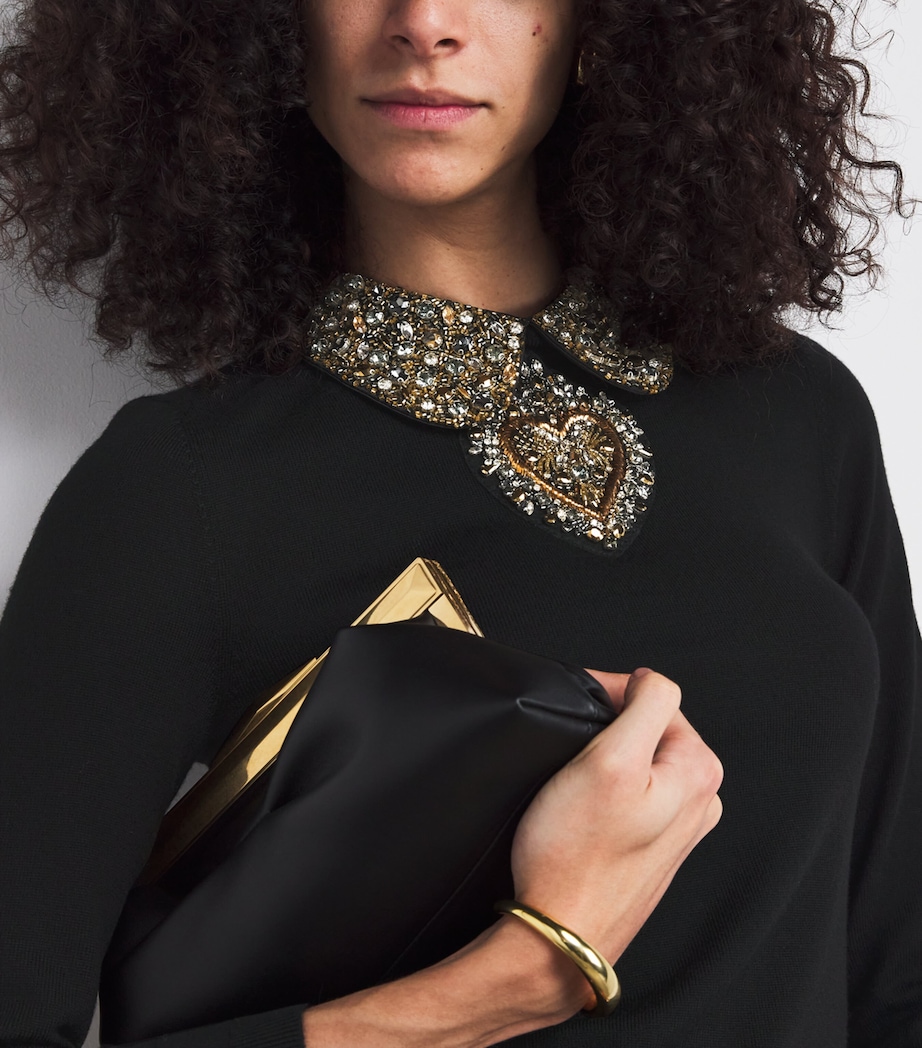 Merino Wool Embellished Porla Sweater A001 BLACK Image 6