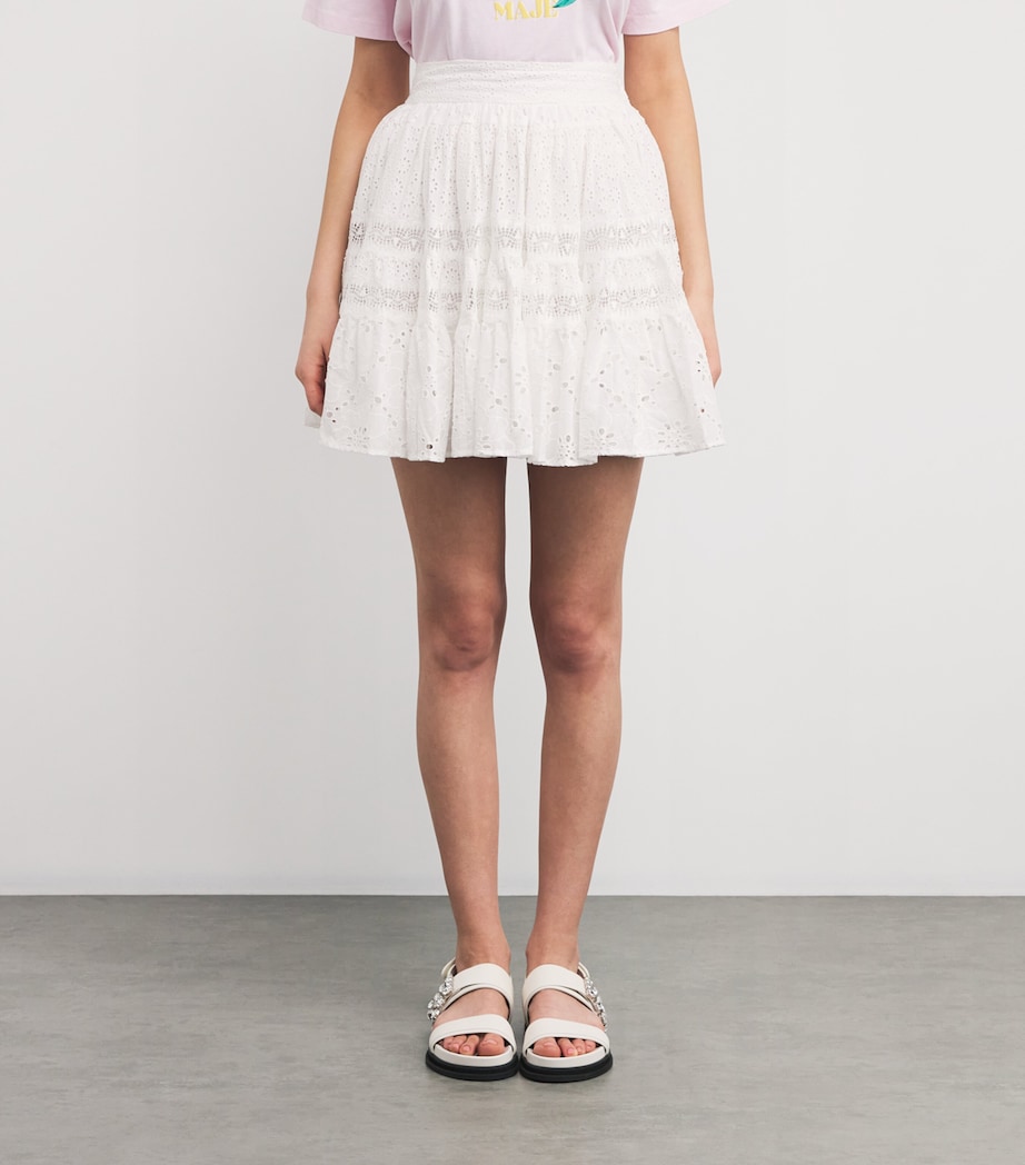 Cotton Embroidered Mini Skirt WHITE Image 3
