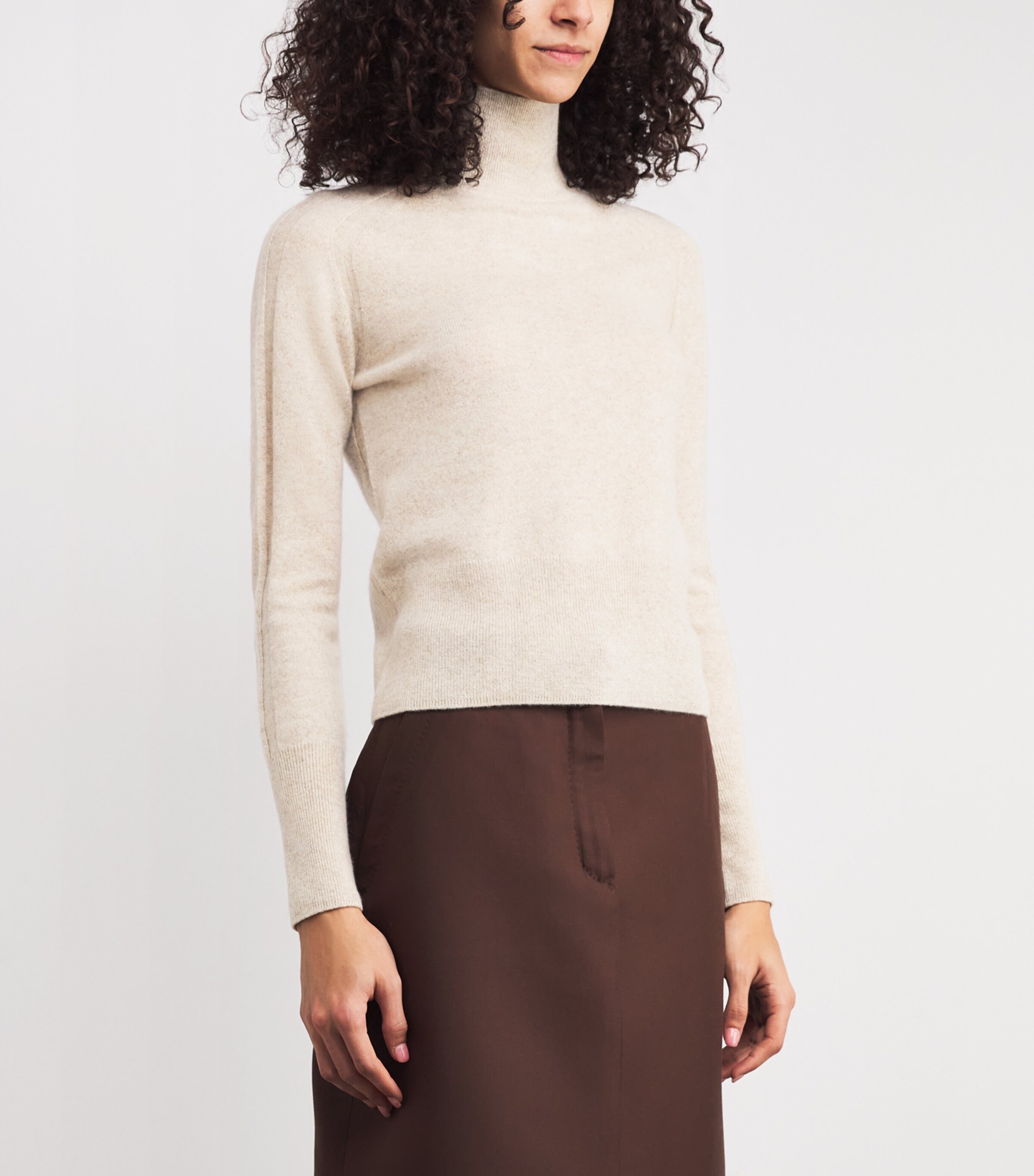 Cashmere Oxna Funnel-Neck Sweater POWDER Image 3