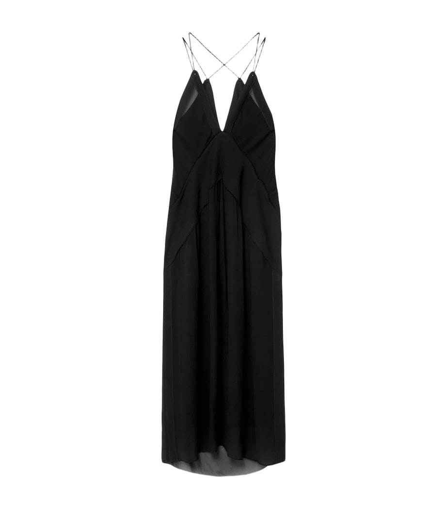 AllSaints Womens Chiffon Fawn Midi Dress Black Image 1