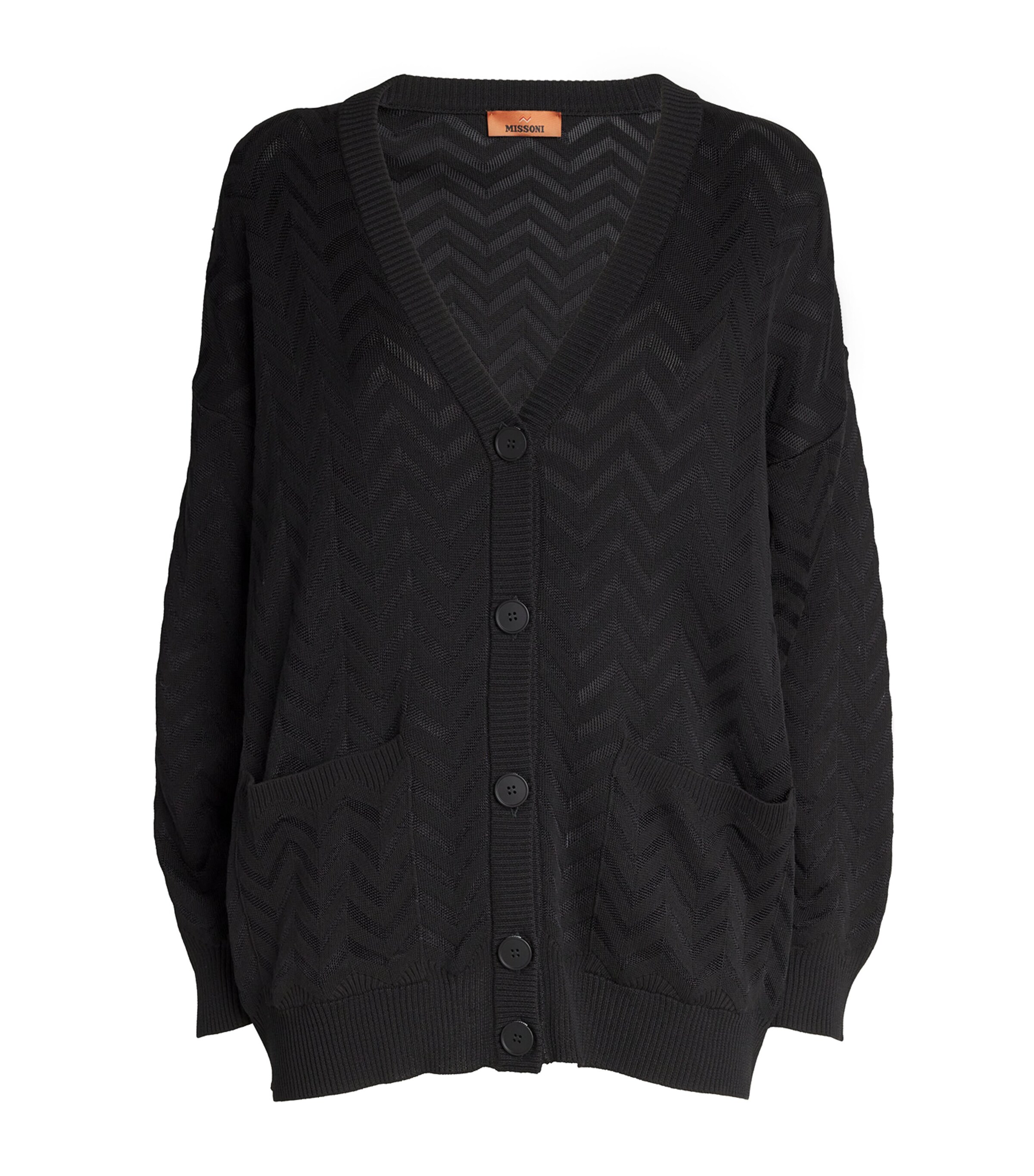 Missoni Womens Cotton-Blend Zigzag-Knit Cardigan Black Beauty Image 1