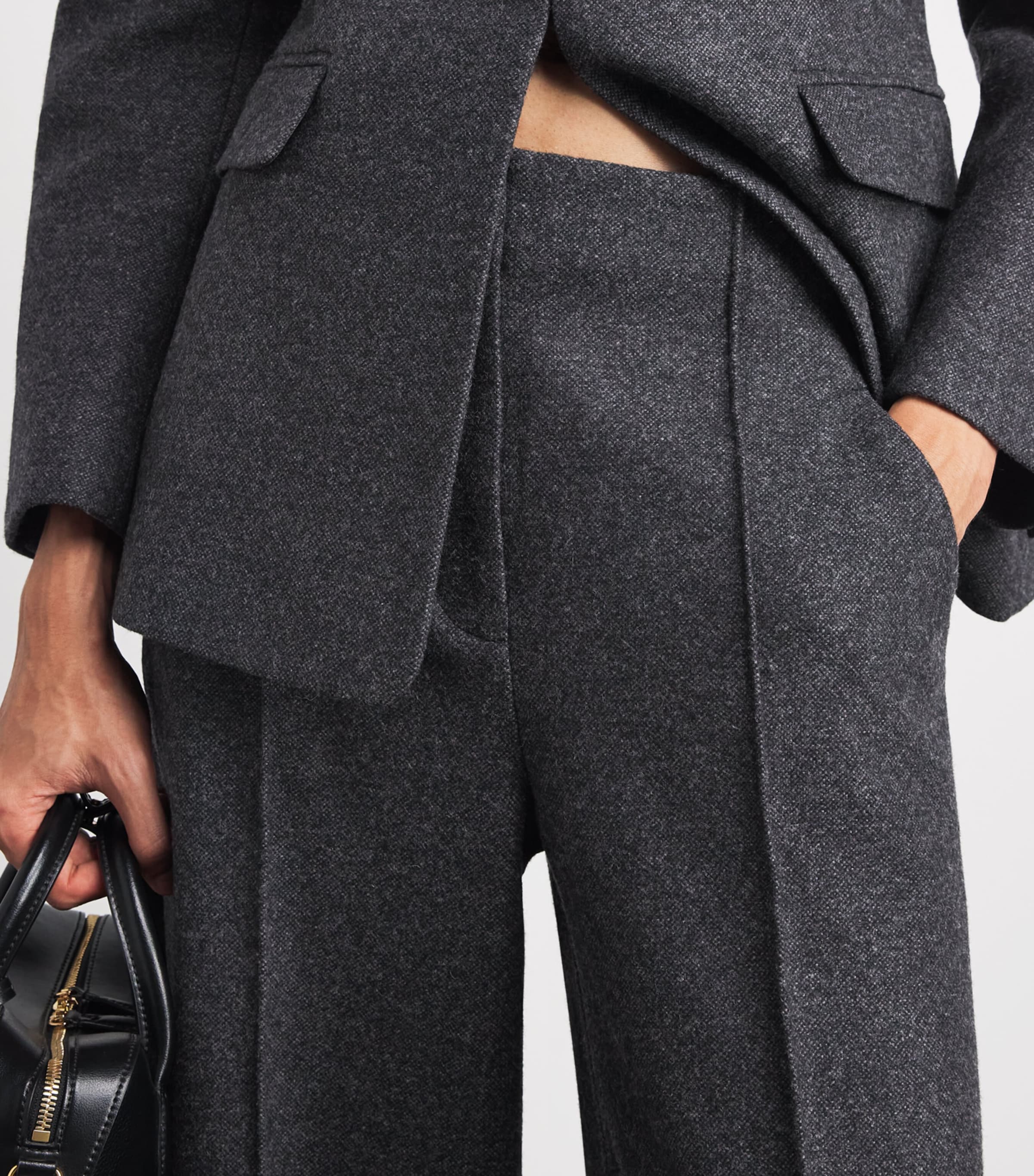 PAIGE Womens Wool-Blend Vicenza Trousers Charcoal Image 3