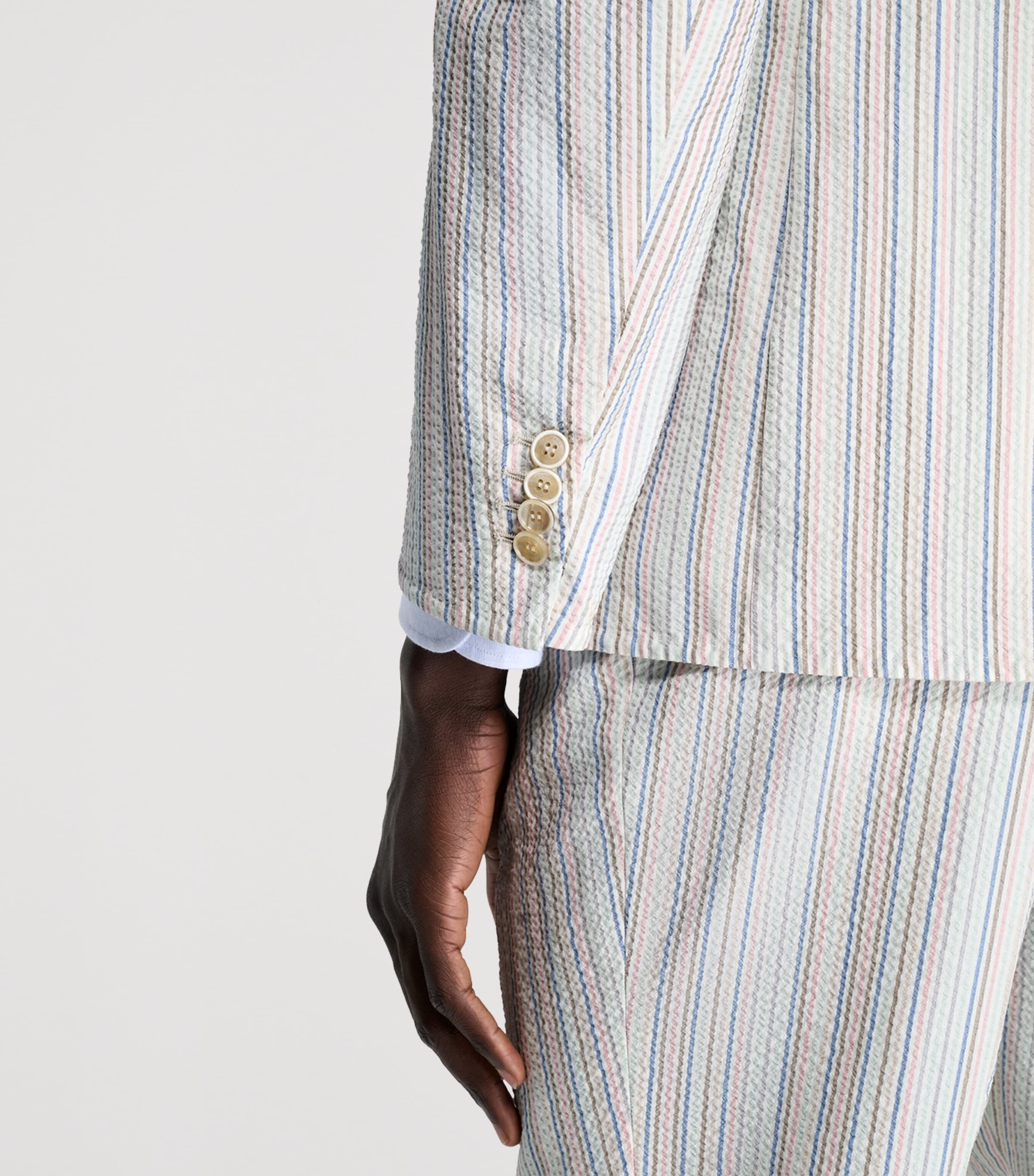 Dunhill Mens Wool-Silk Stripe Cavendish Blazer Image 5