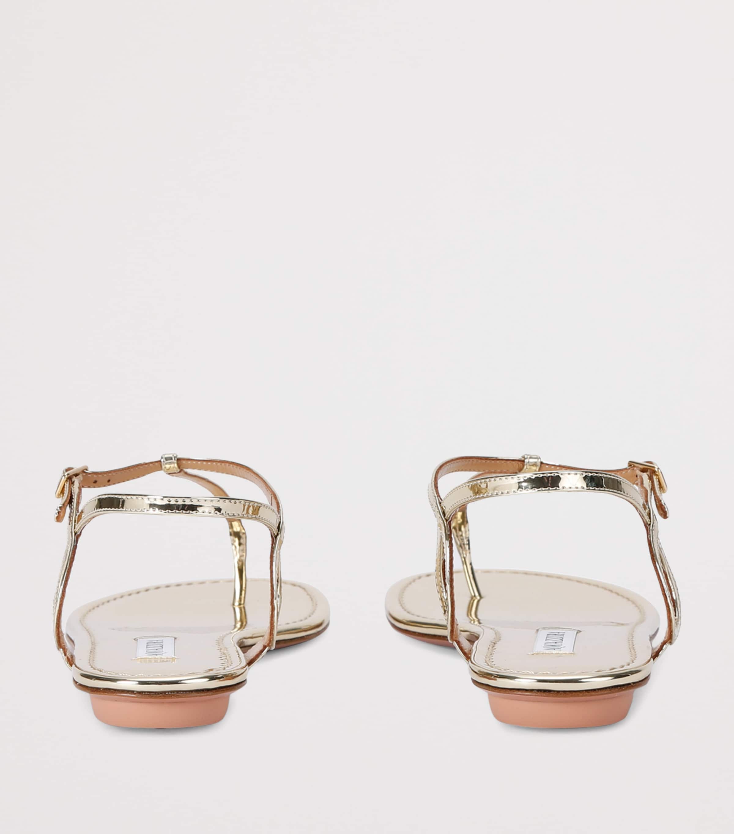 Aquazzura Metallic Leather Almost Bare Sandals Gold Image 2