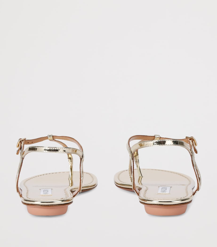 Aquazzura Metallic Leather Almost Bare Sandals Gold Image 2