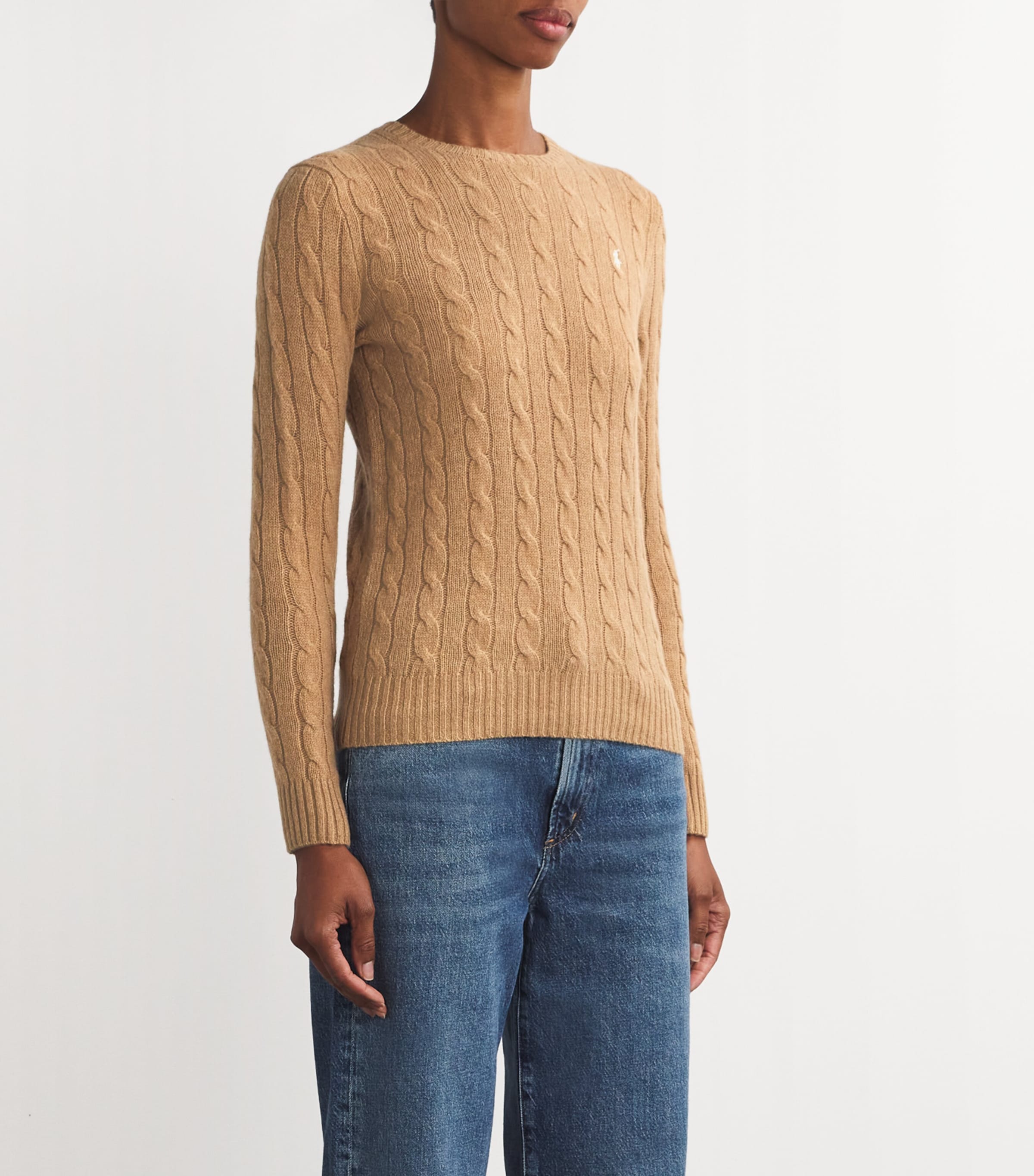 Polo Ralph Lauren Womens Wool-Cashmere Julianna Sweater Cllctn Camel Melange Image 3