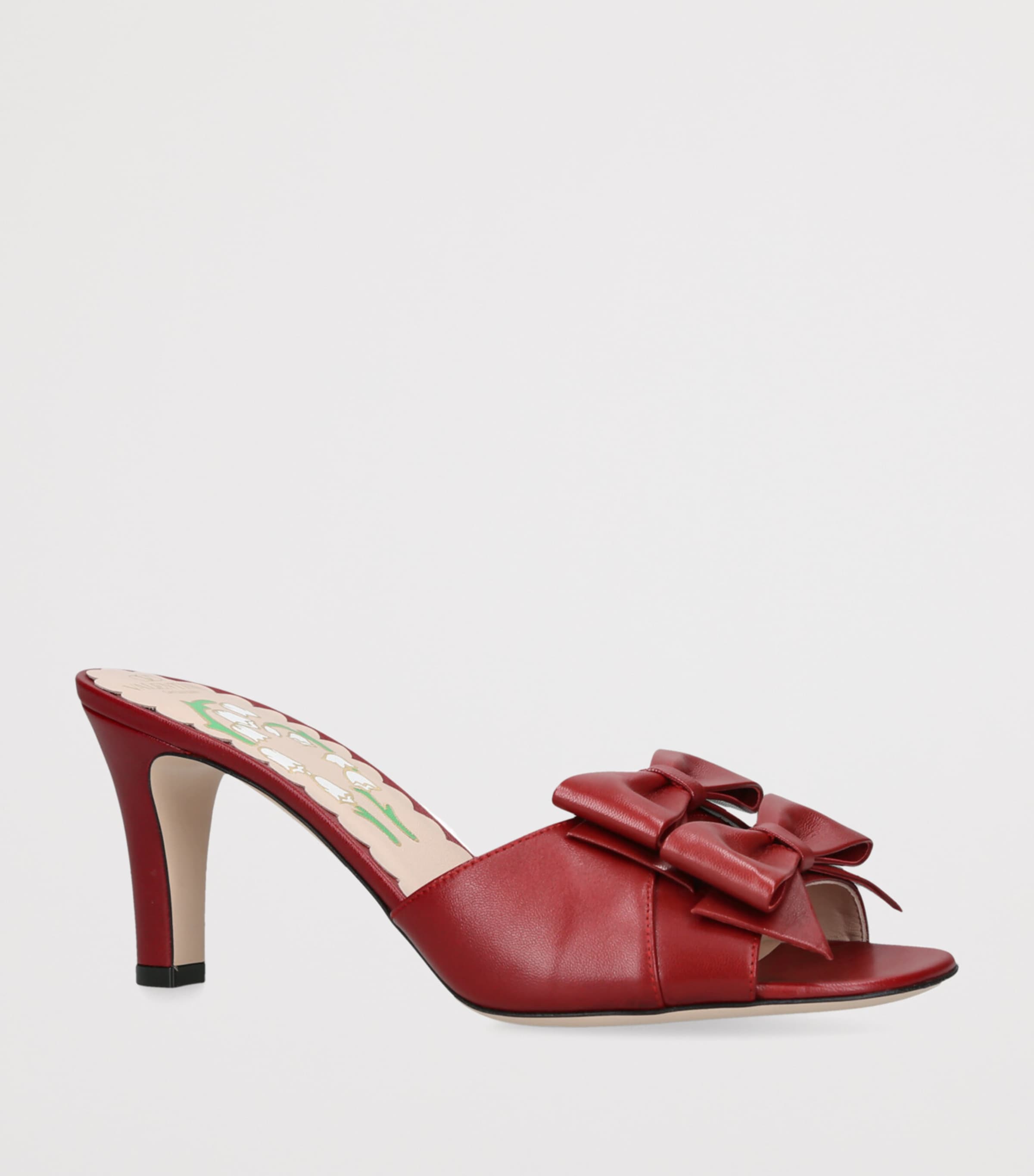 Leather Bow-Detail Bowow Mules 75 RED Image 3