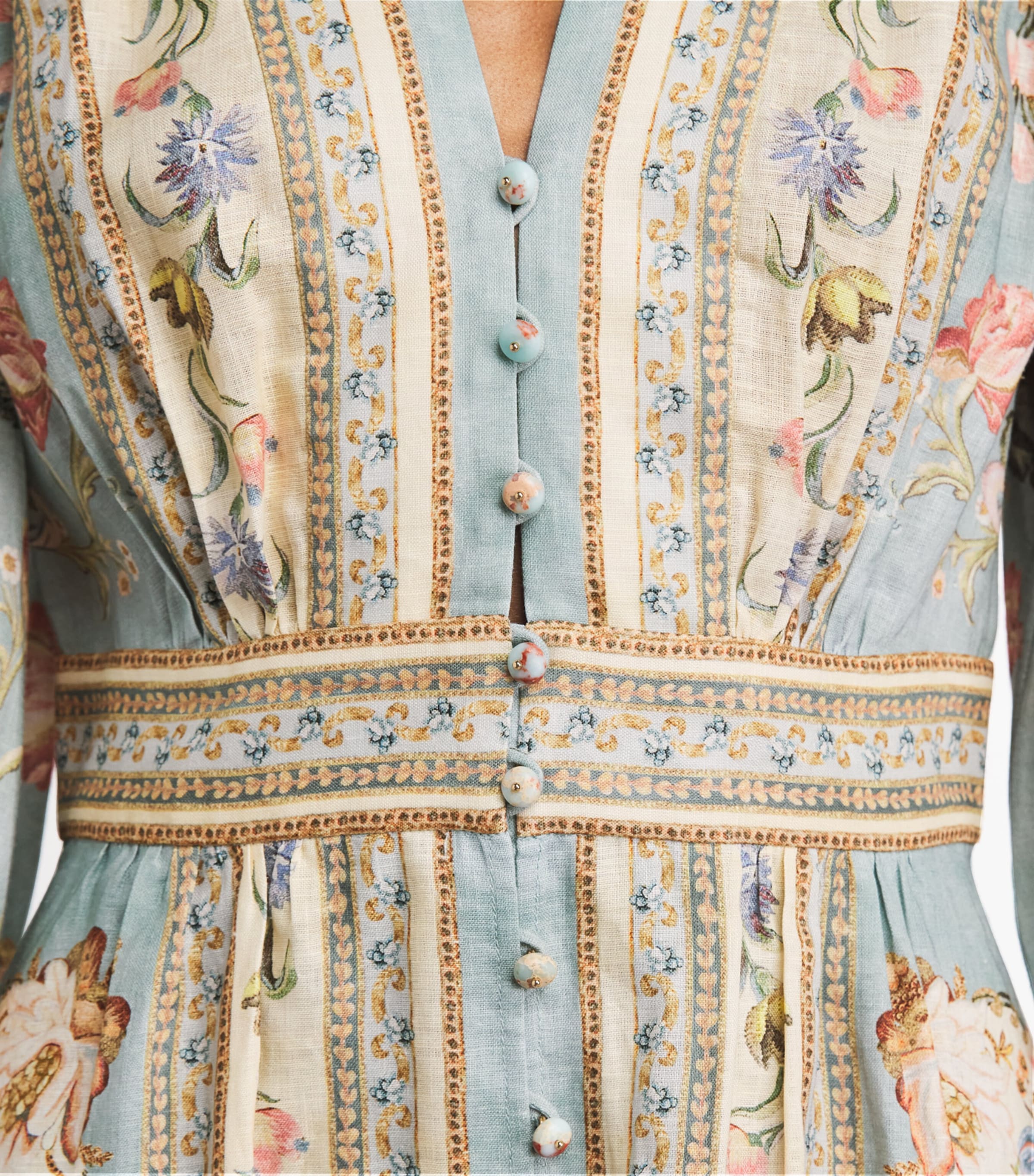 Zimmermann Womens Linen Floral Roselight Midi Dress Btpf Blu Tpstry Flrl Image 3